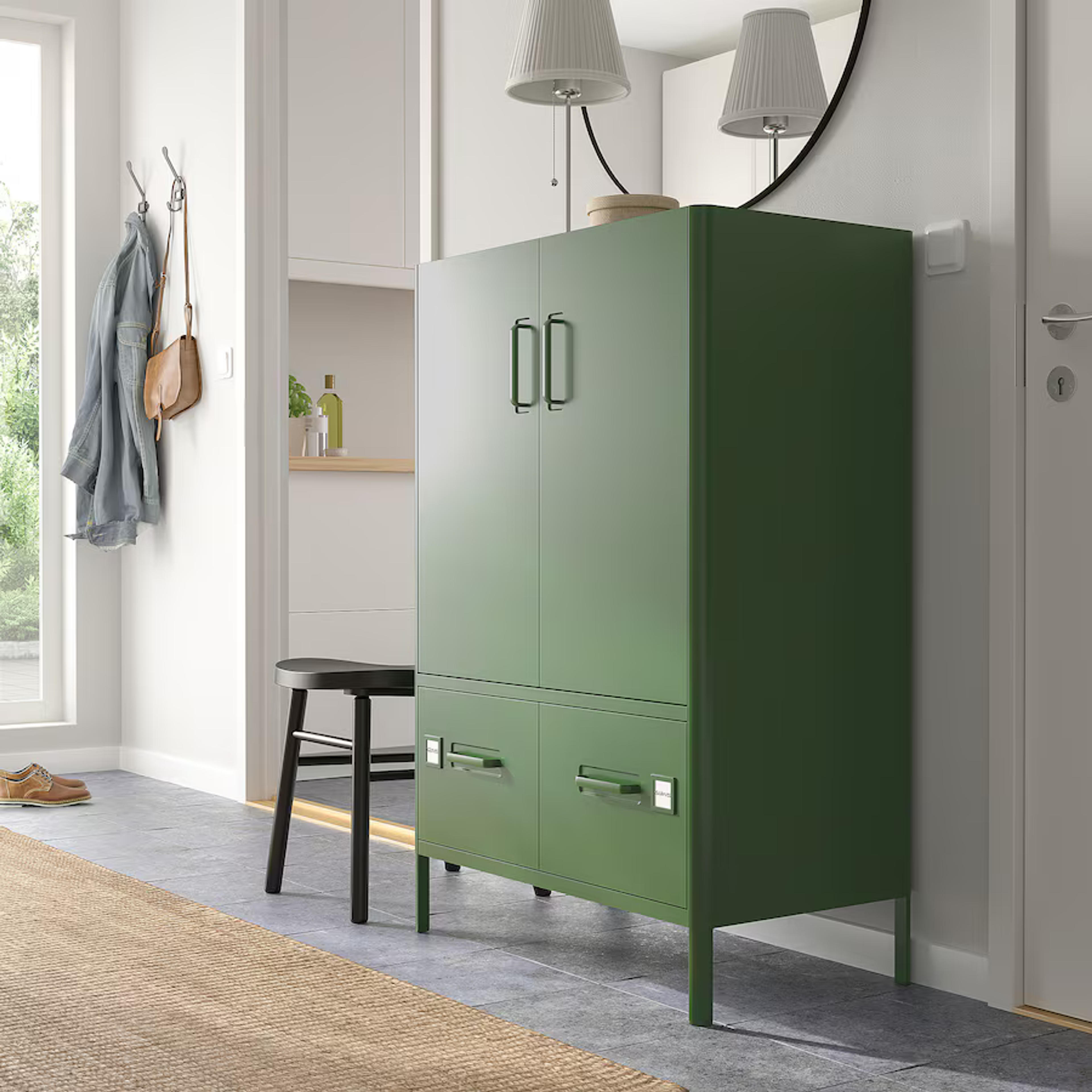 IDÅSEN cabinet with doors and drawers, dark green, 311/2x181/2x467/8" - IKEA