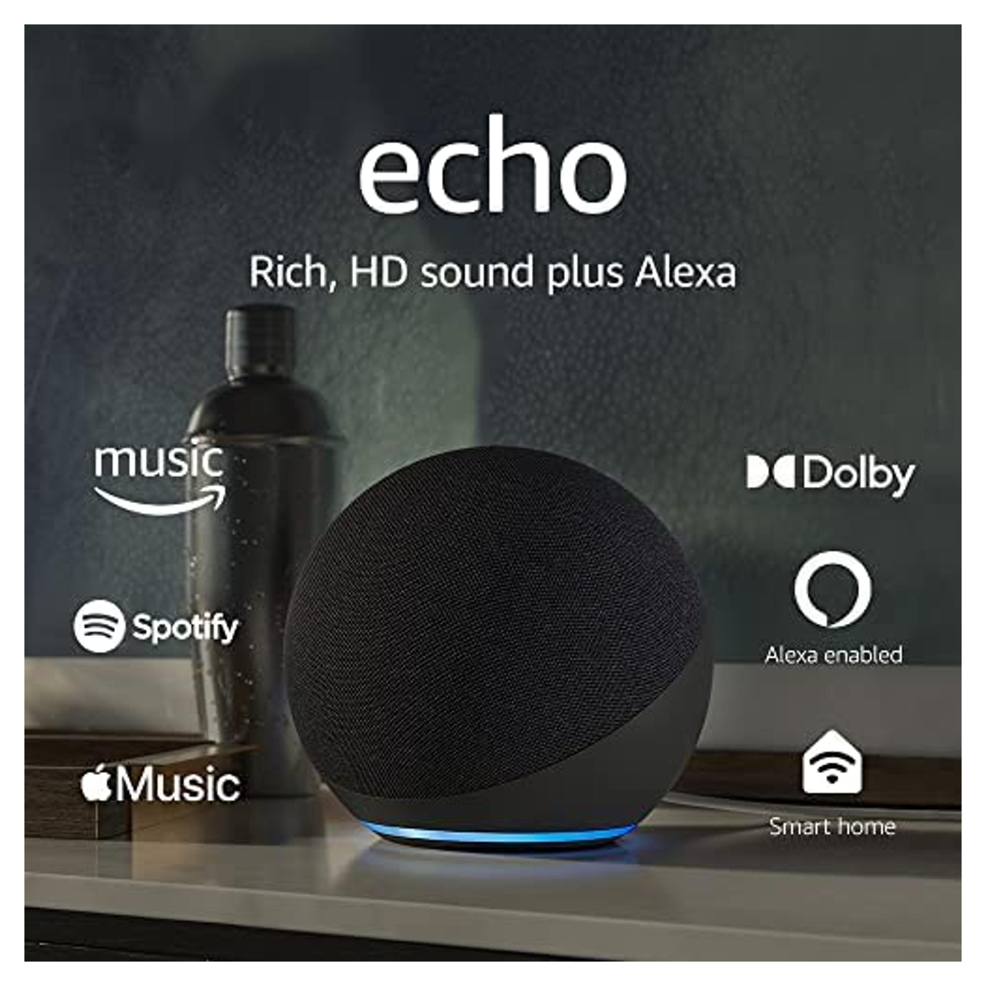 All-new Echo (4th Gen) | With premium sound, smart home hub, and Alexa | Charcoal