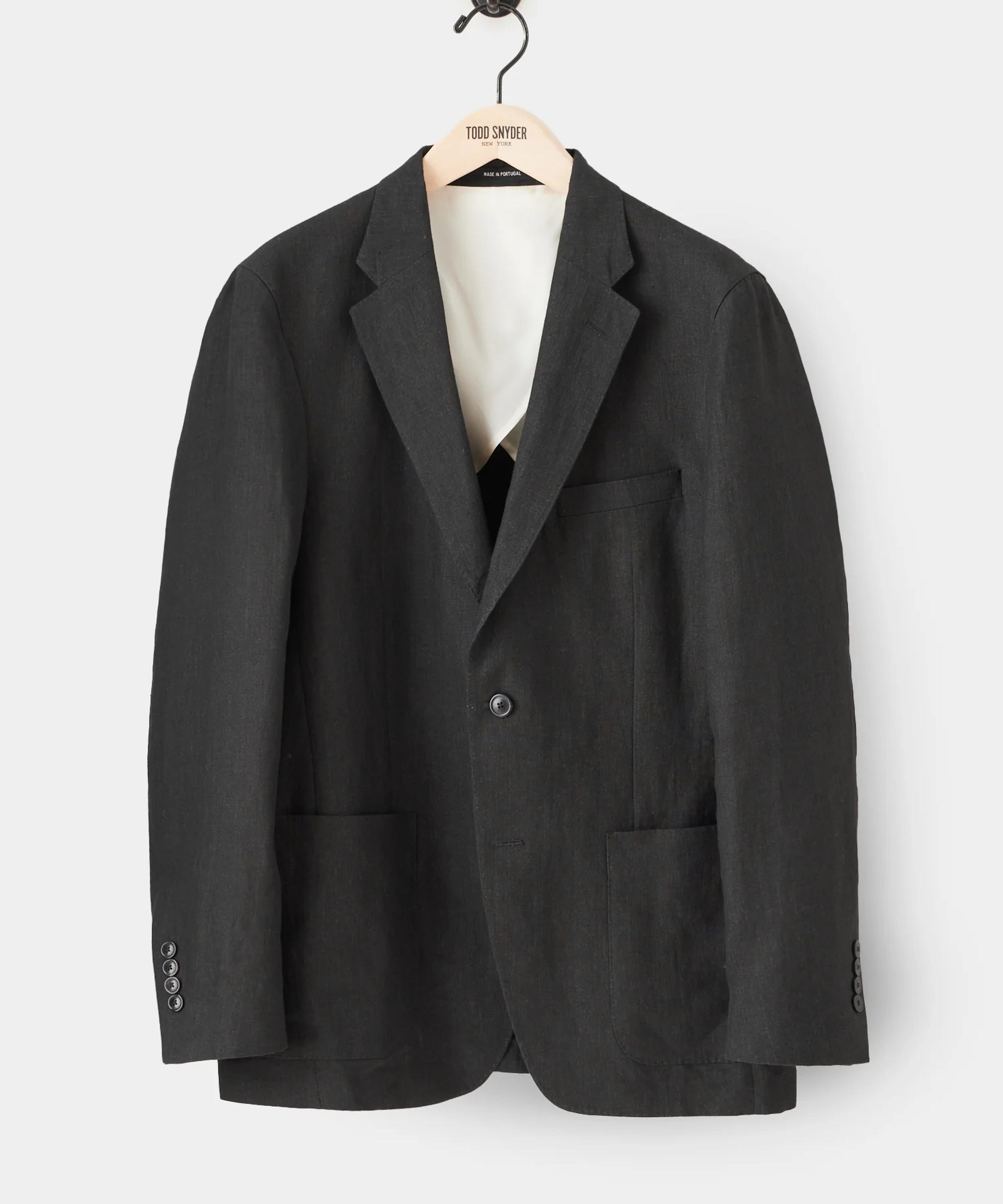 Italian Linen Madison Suit Jacket in Black