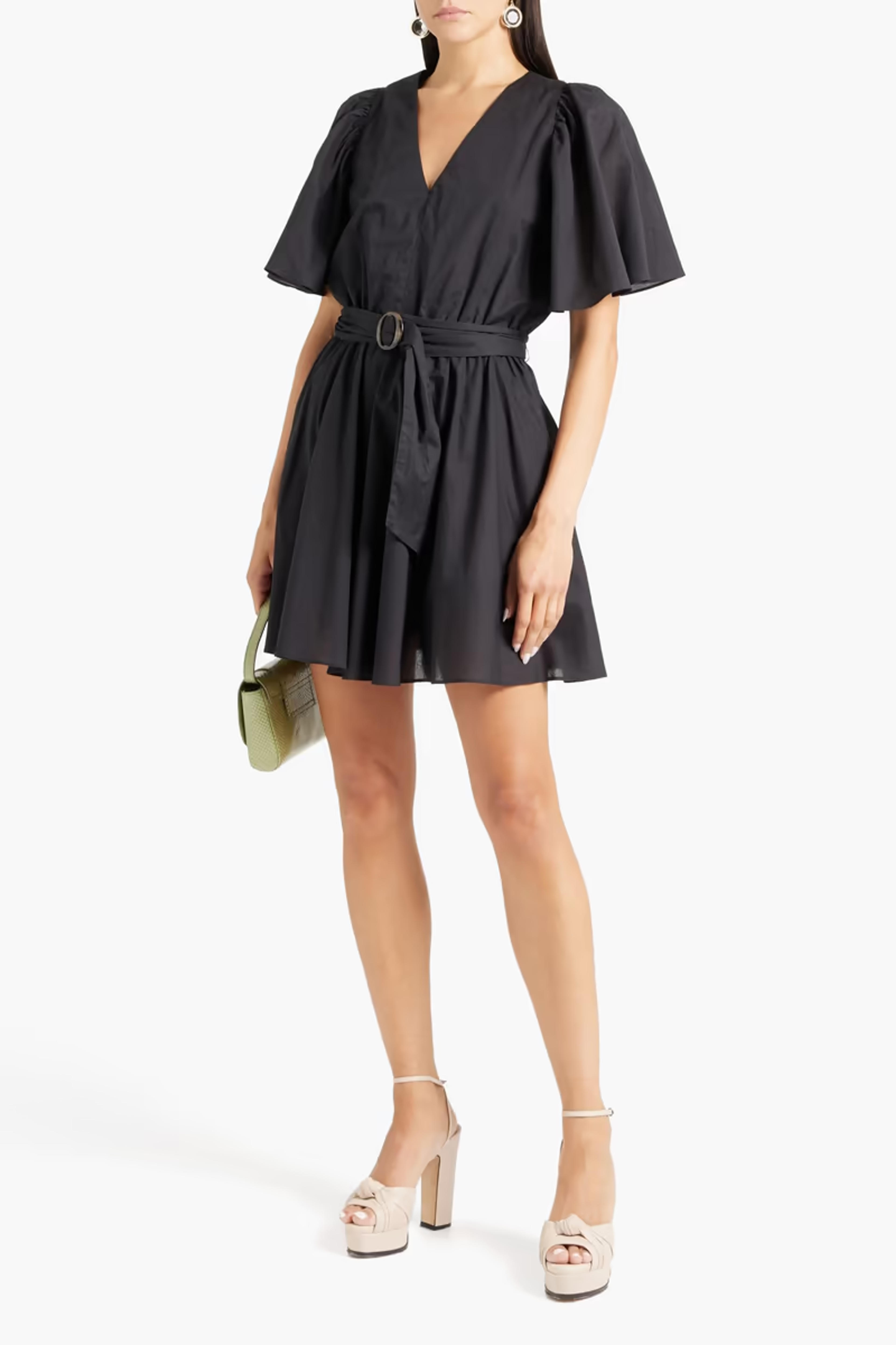 Black Keeno belted cotton-voile mini dress | BLACK HALO | THE OUTNET