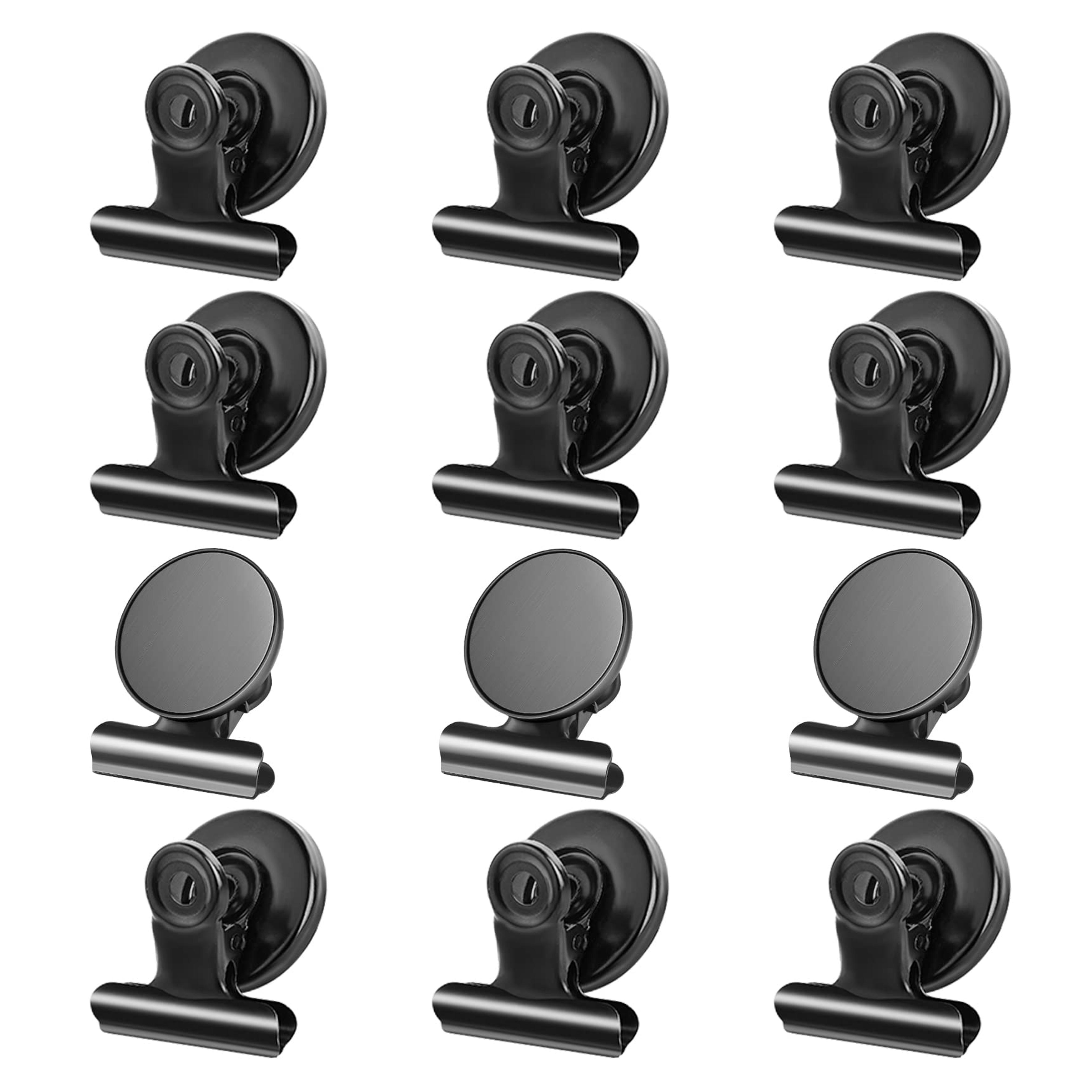 12pack Fridge Magnets Refrigerator Magnets Magnetic Clips Heavy Duty Detailed List Display Fasteners on Home& Kitchen (Black, 12)