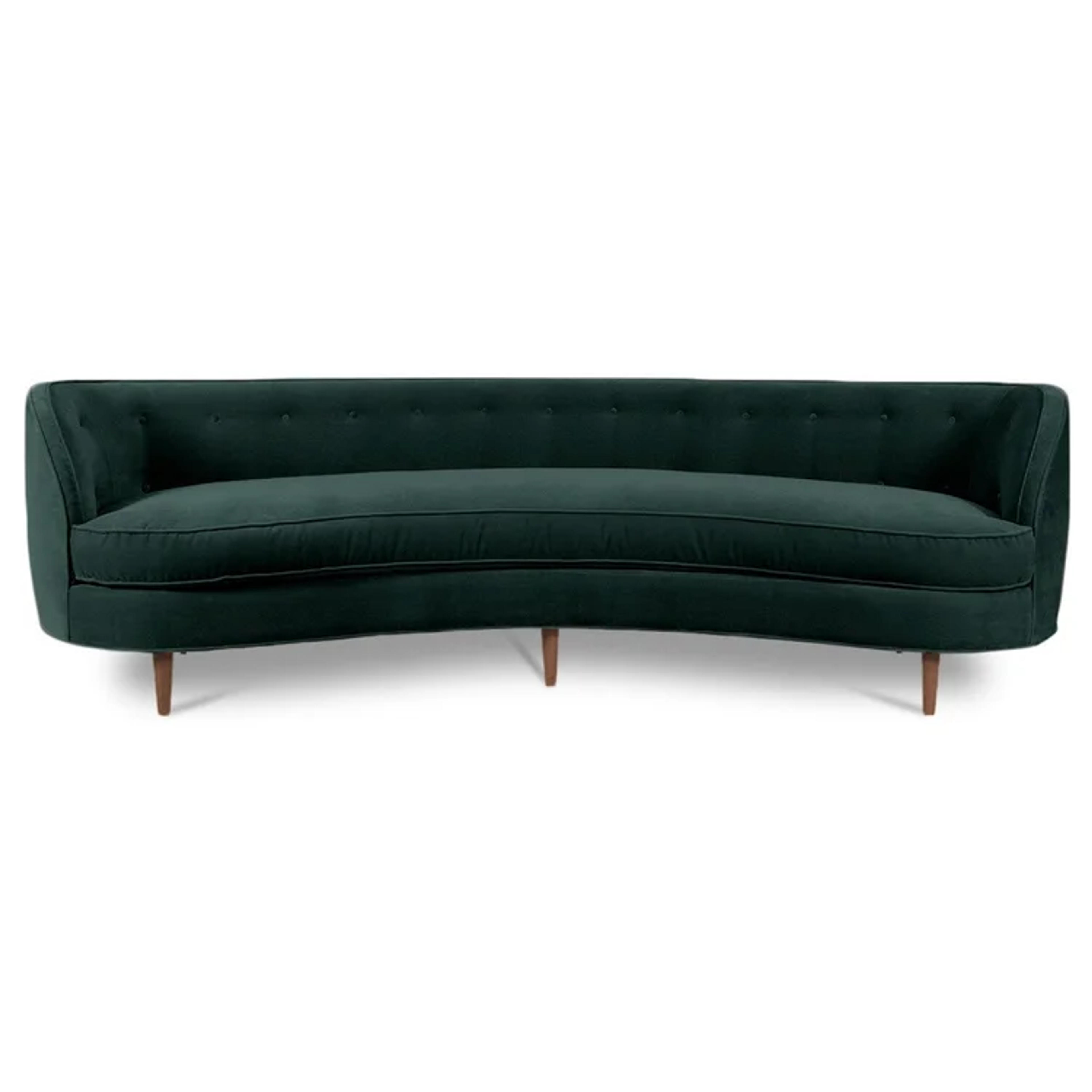 ModShop St. Tropez 108" Velvet Recessed Arm Curved Sofa | Perigold