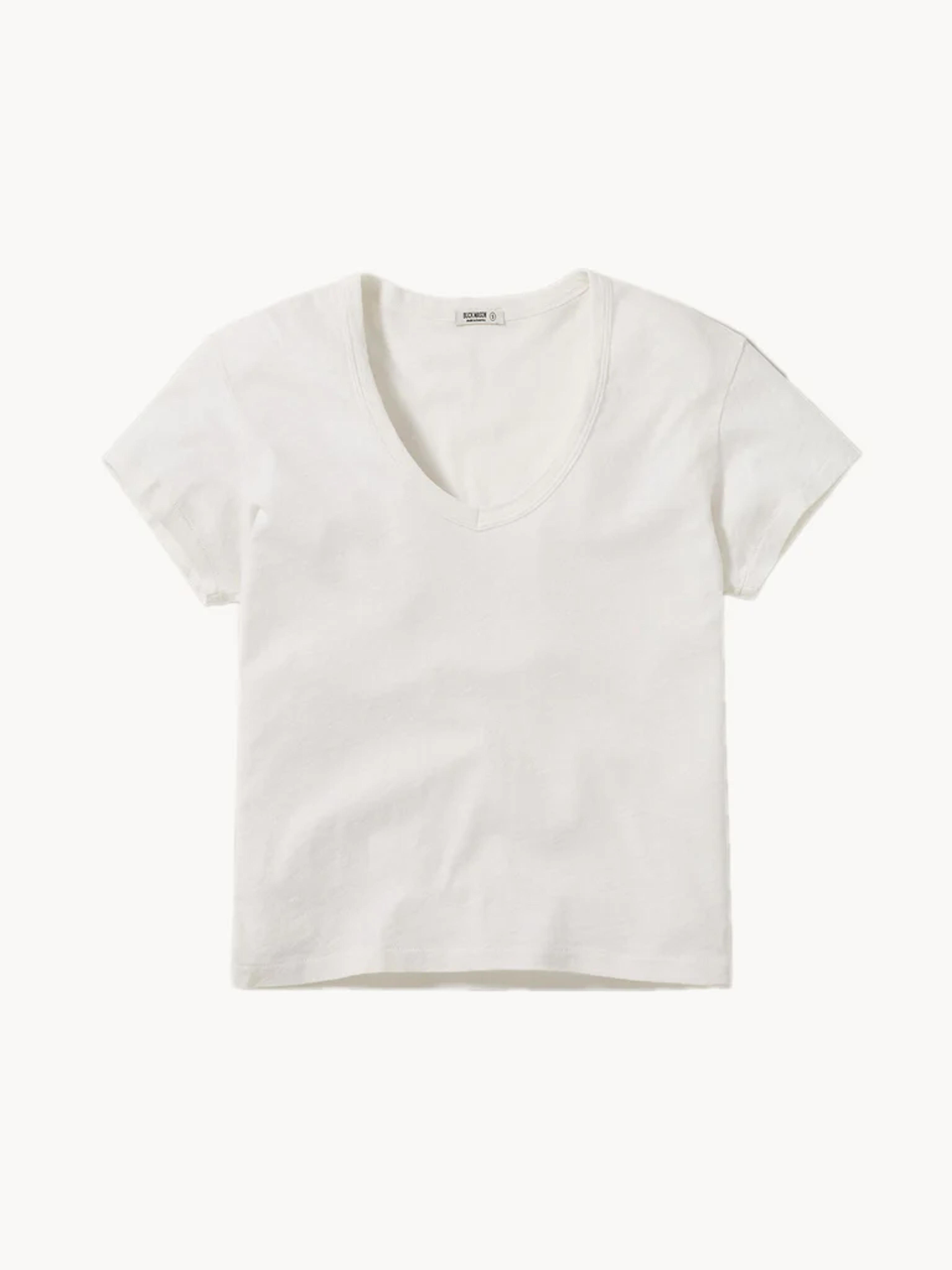 White Slub Easy V-Neck