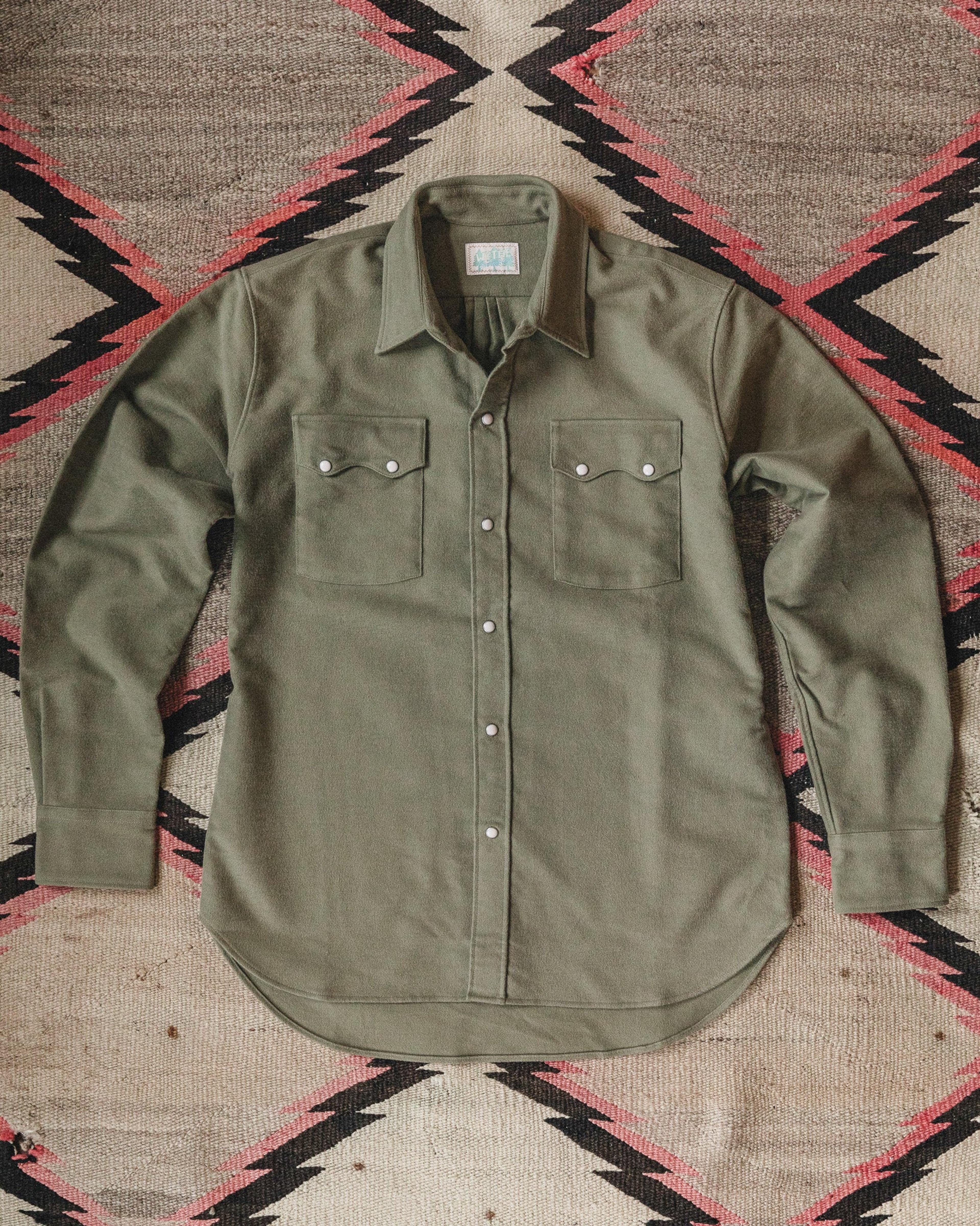 Moleskin Pearlsnap Shirt - Olive – Wythe New York