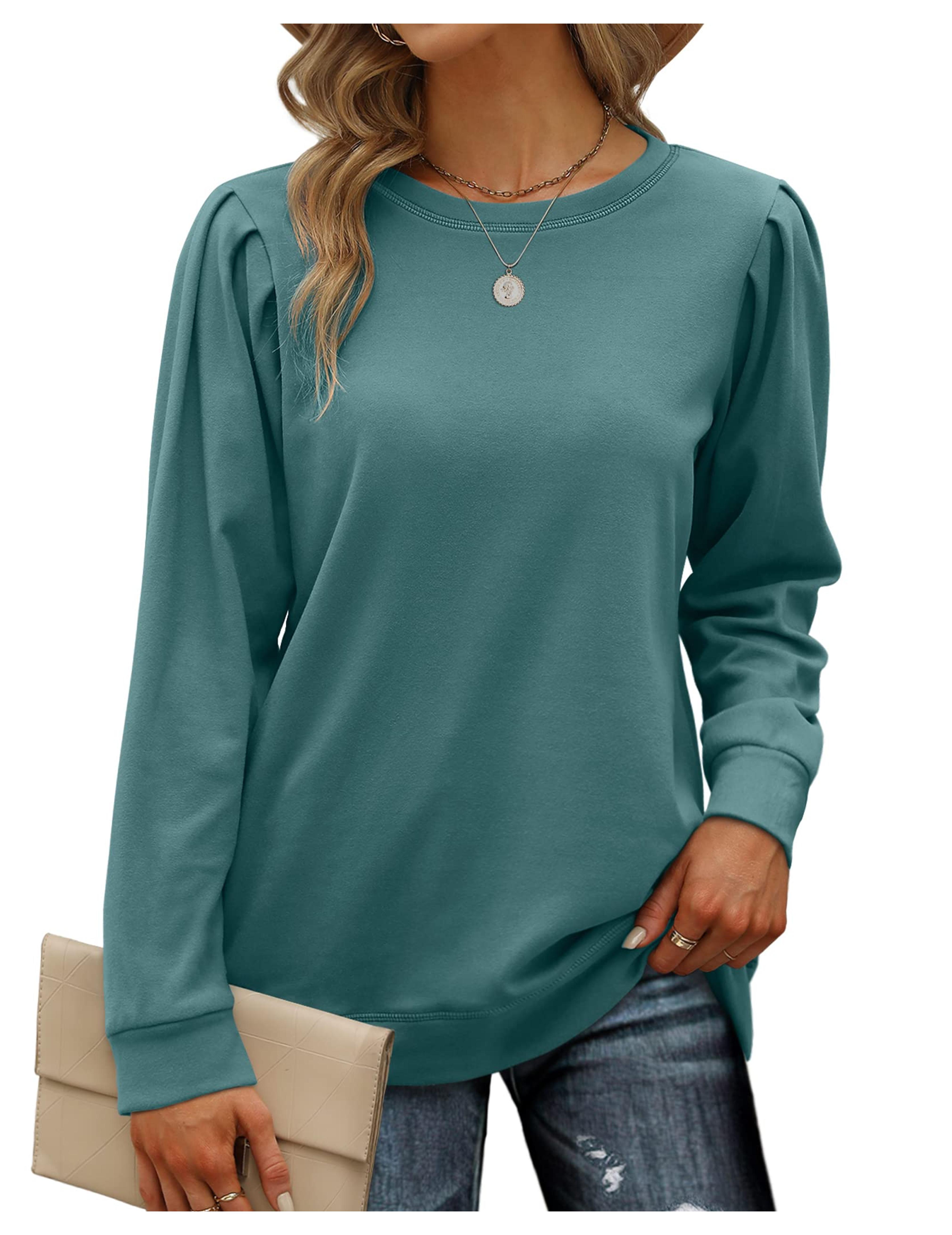 Geifa Long Sleeve Tops for Women Casual Fall Sweaters for Ladies Clothes Oversized XXL