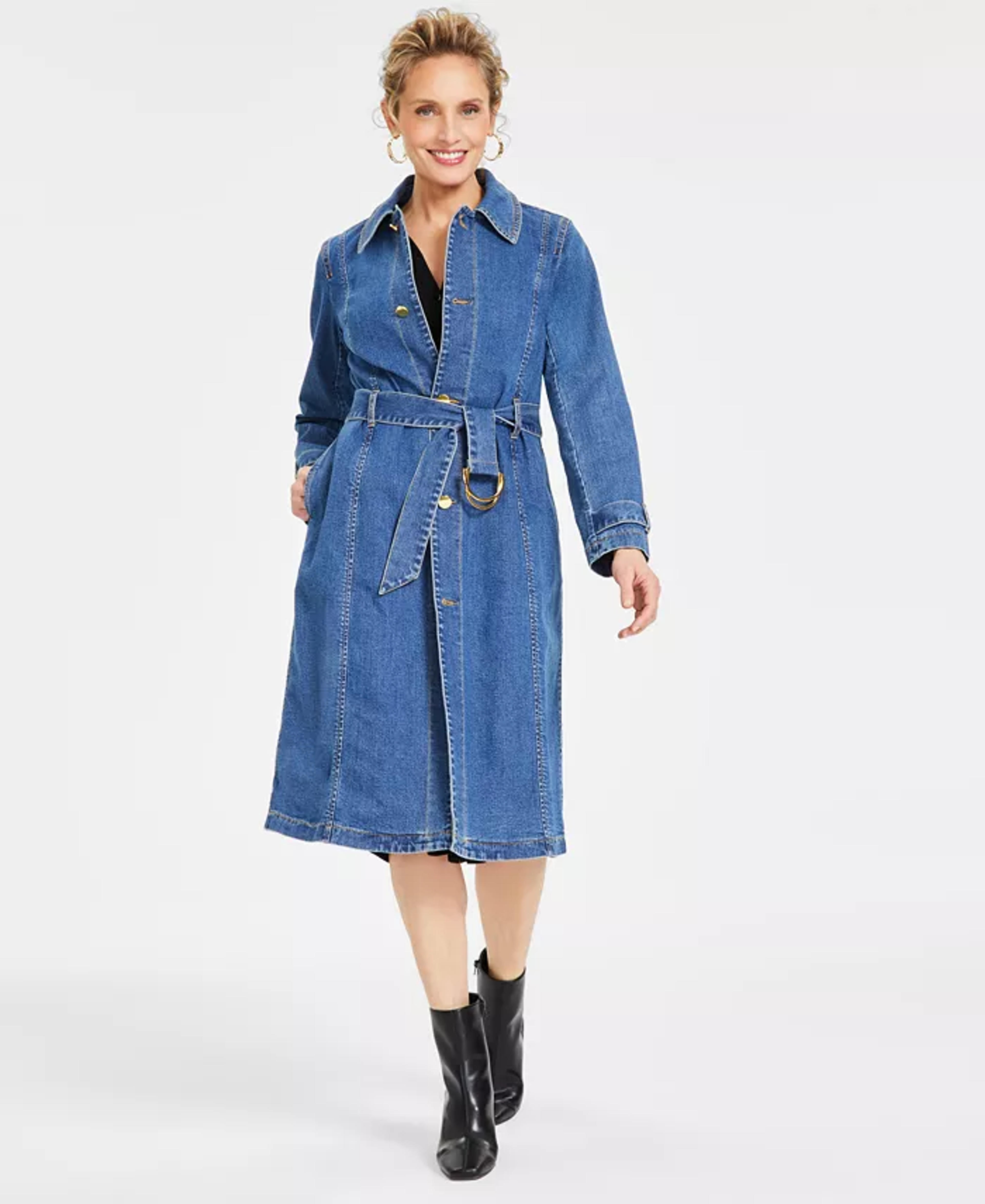 I.N.C. International Concepts Women's Denim Trench Coat, Created for Macy's - Macy's