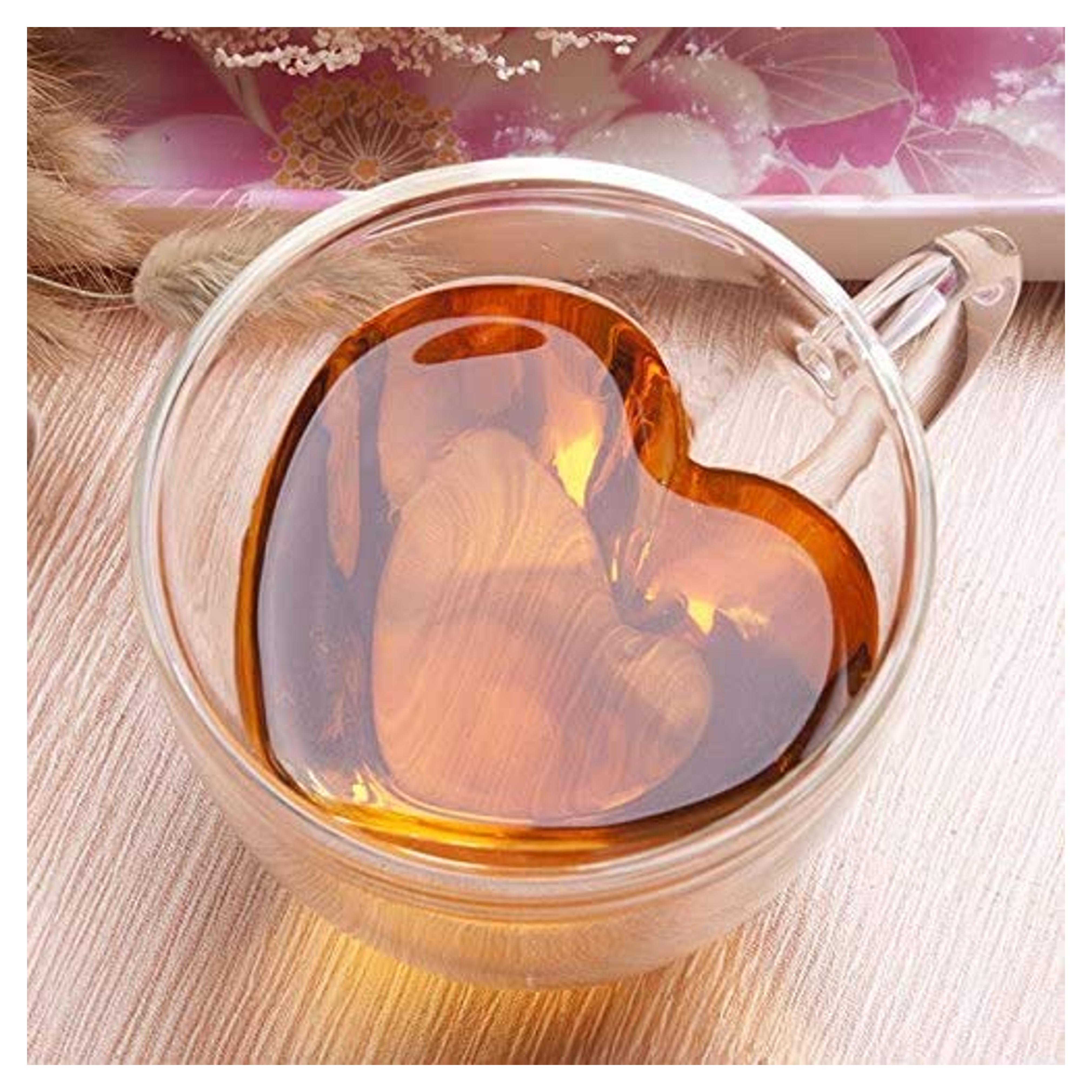 Amazon.com | Easicozi Heart Shaped Double Walled Insulated Glass Coffee Mugs or Tea Cups, Double Wall Glass 8 oz, Clear: Coffee Cups & Mugs