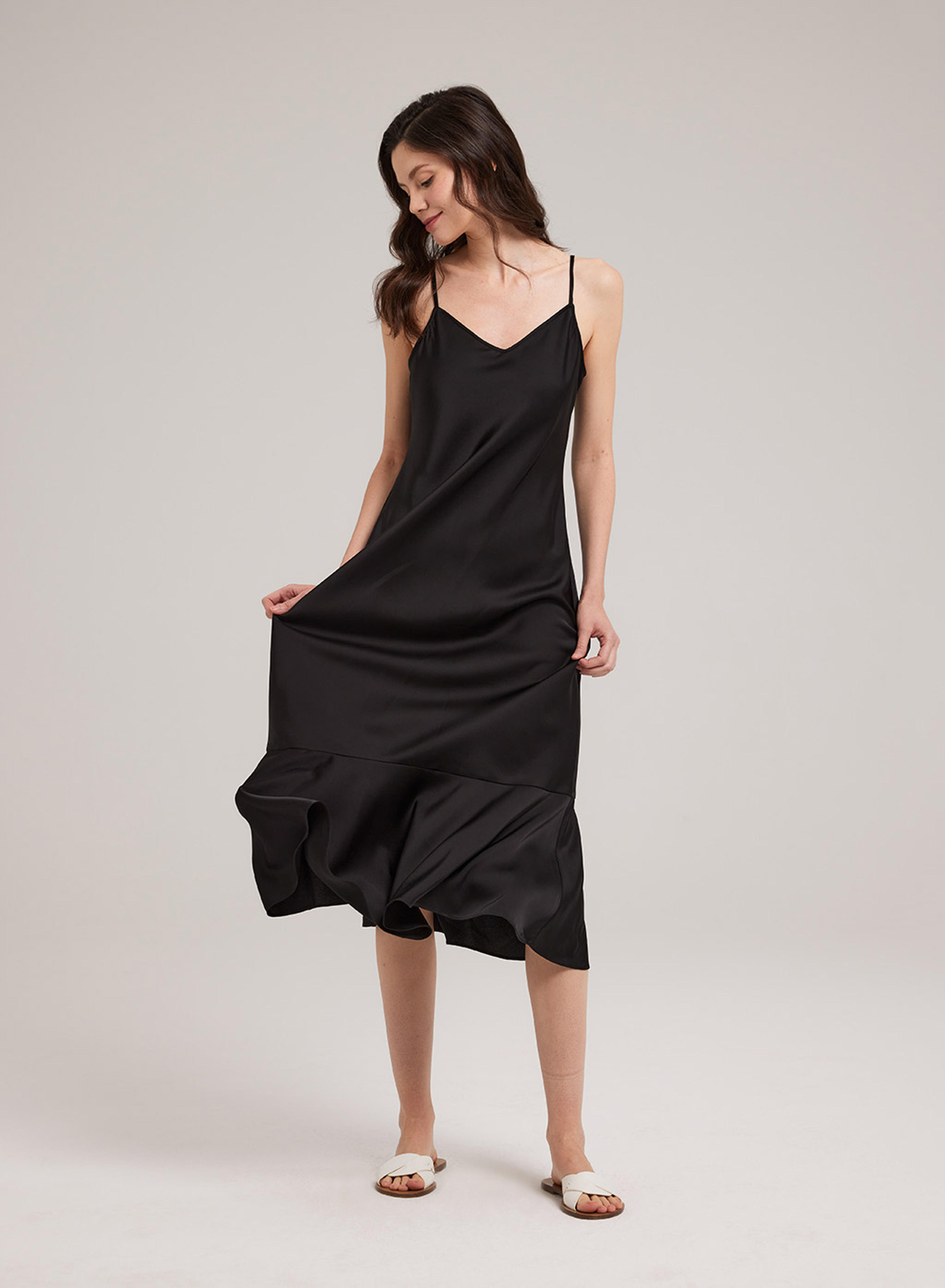 Silk Fishtail Hem Midi Dress | Elegant Cocktail Dress | Nap Loungewear