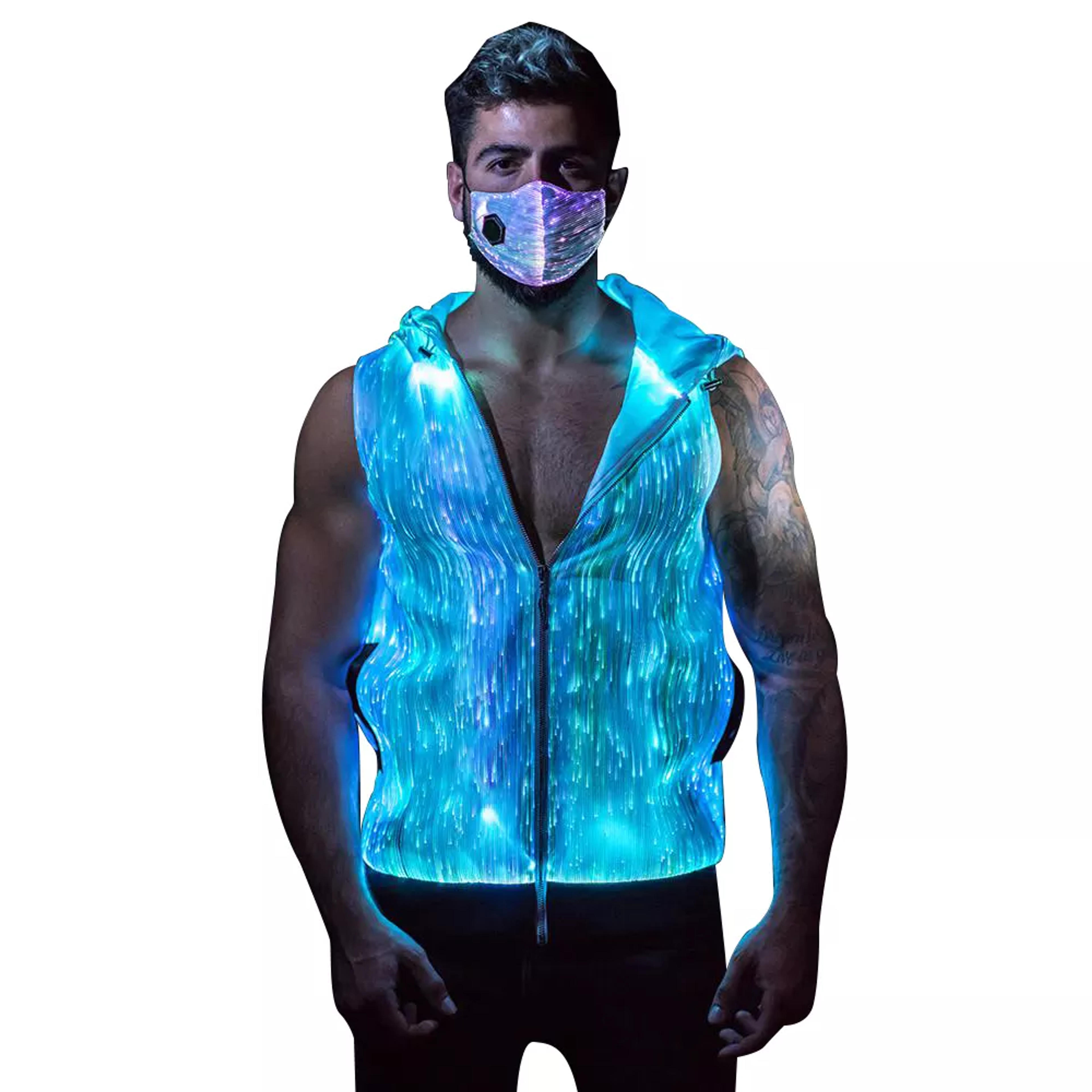 Pullover Glowing Light up RGB Colors Clothing Fiber Optic Glow in the Dark Rave LED Luminous Hoodies