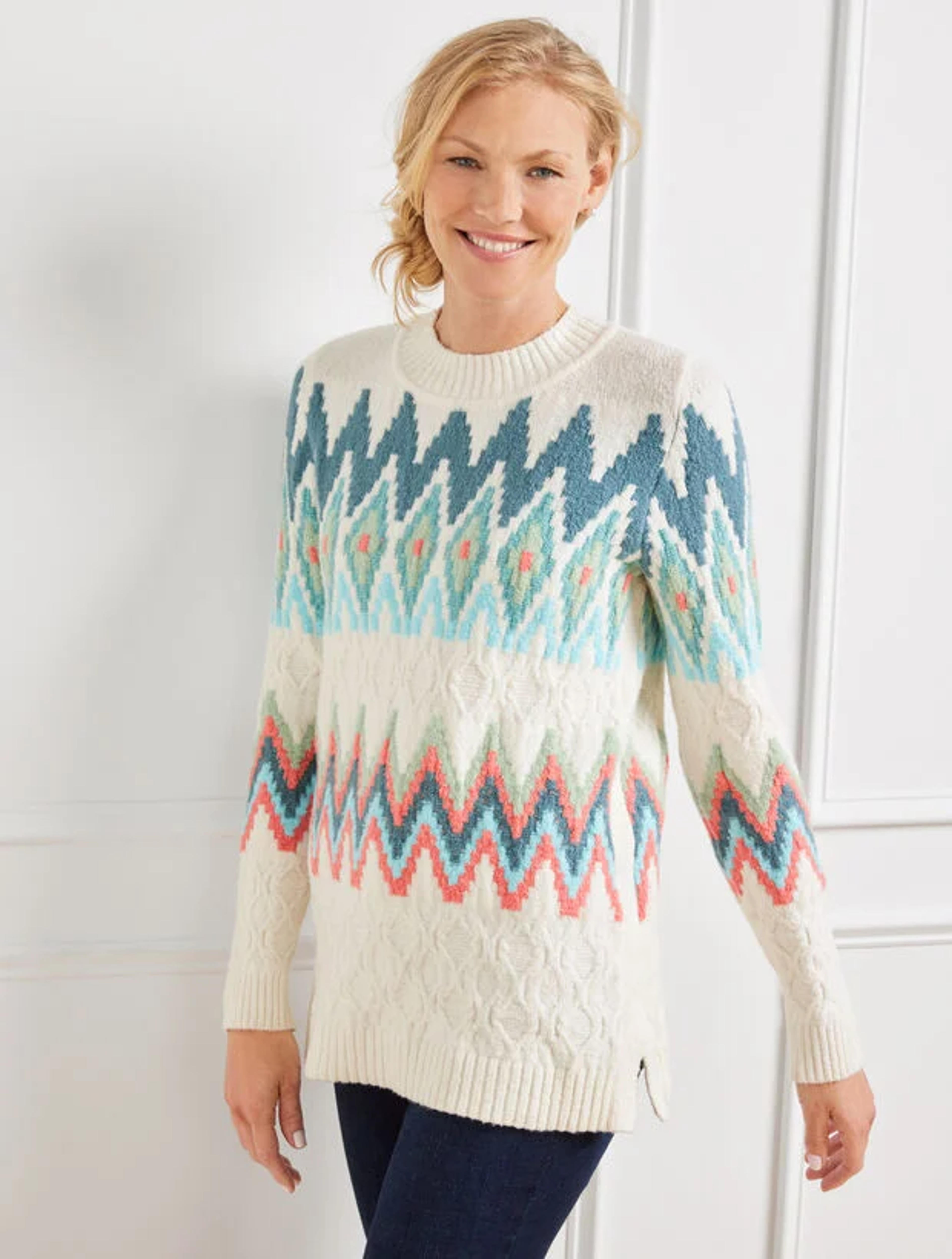 Zig-Zag Fair Isle Crewneck Pullover | Talbots