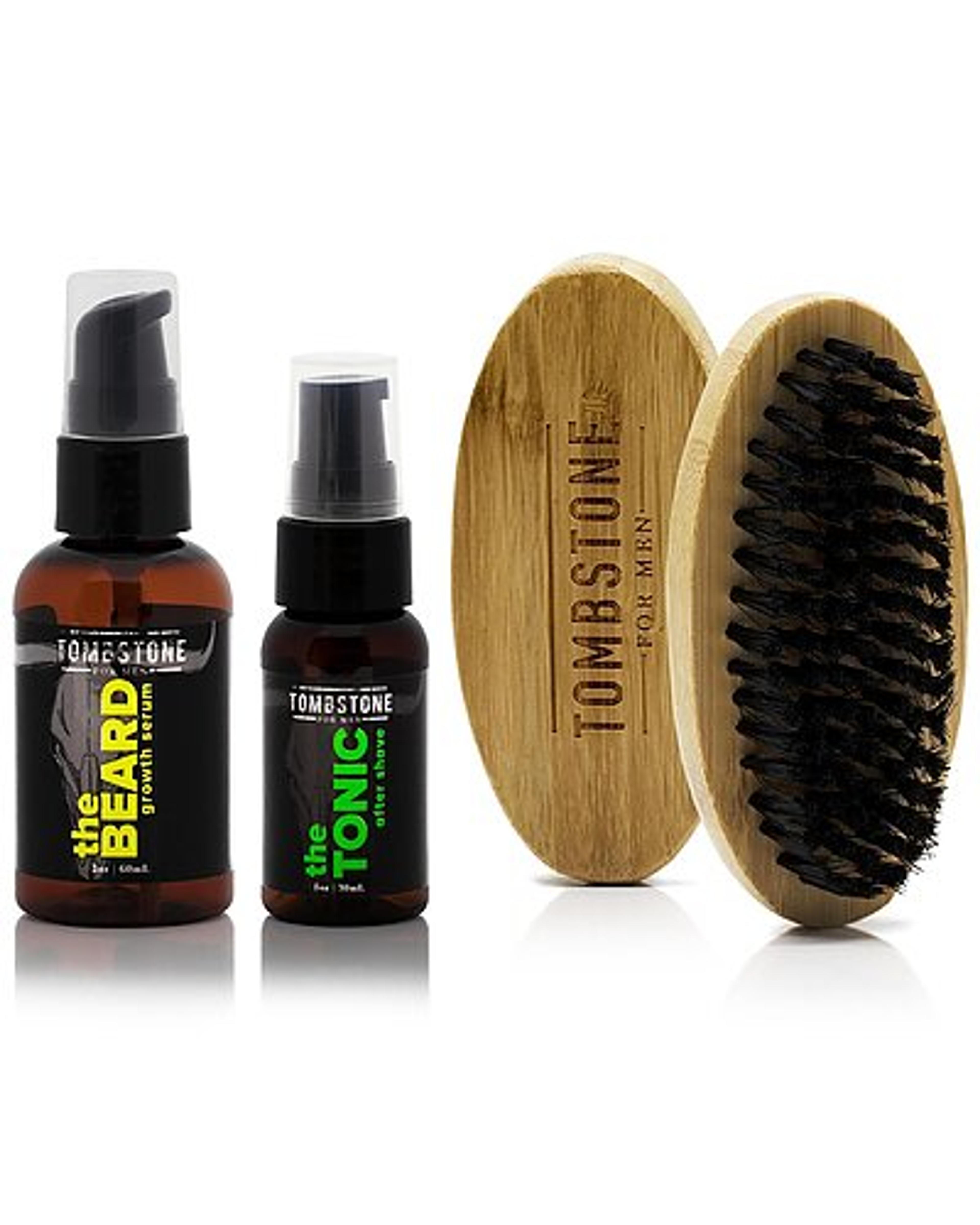 Tombstone for Men The Beard KGF Vegan Beard Growth Serum & The Tonic After Shave Kit w/ The Beard Brush / Gilt