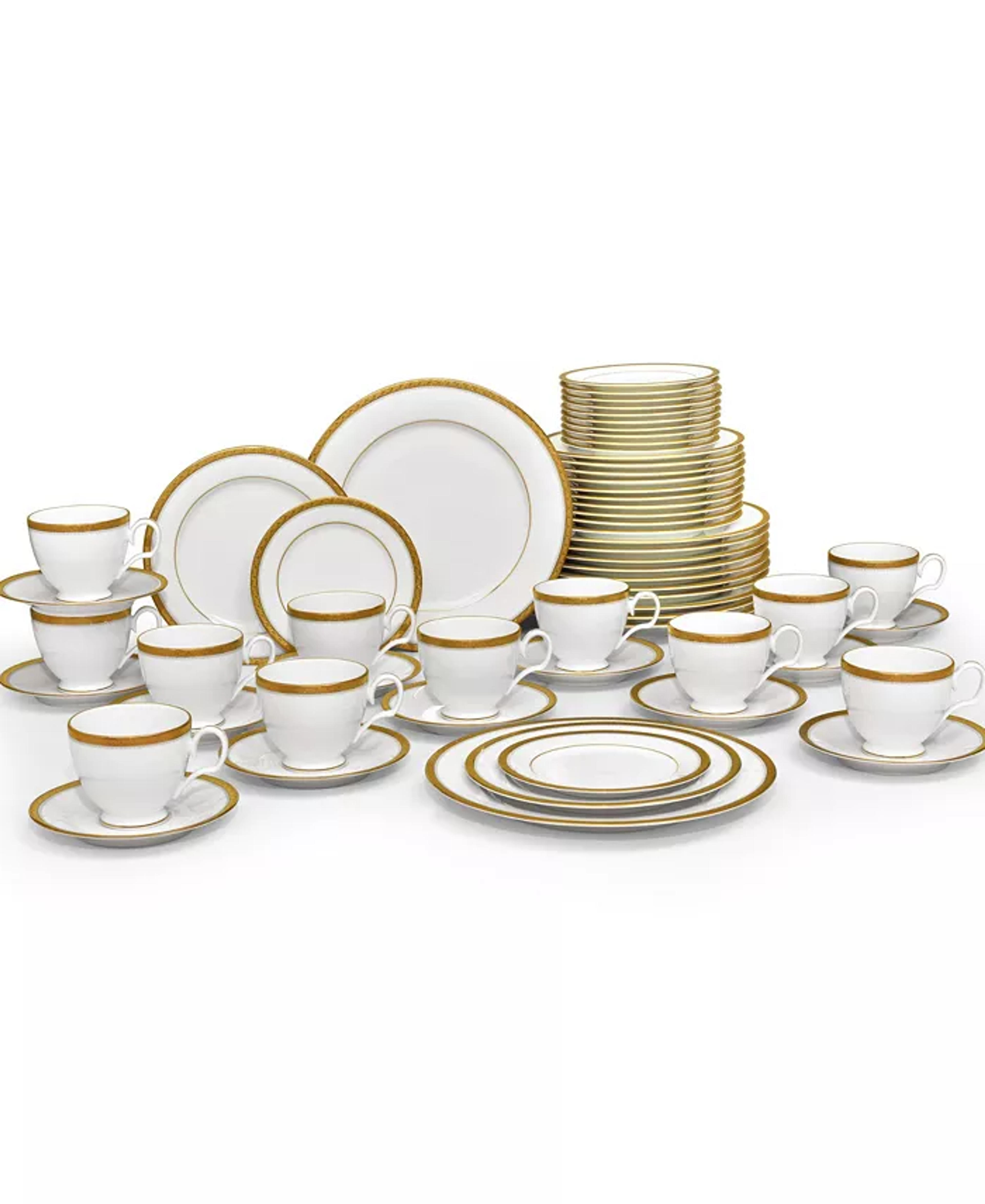 Noritake Charlotta Gold 60-PC Dinnerware Set, Service for 12 & Reviews - Fine China - Macy's