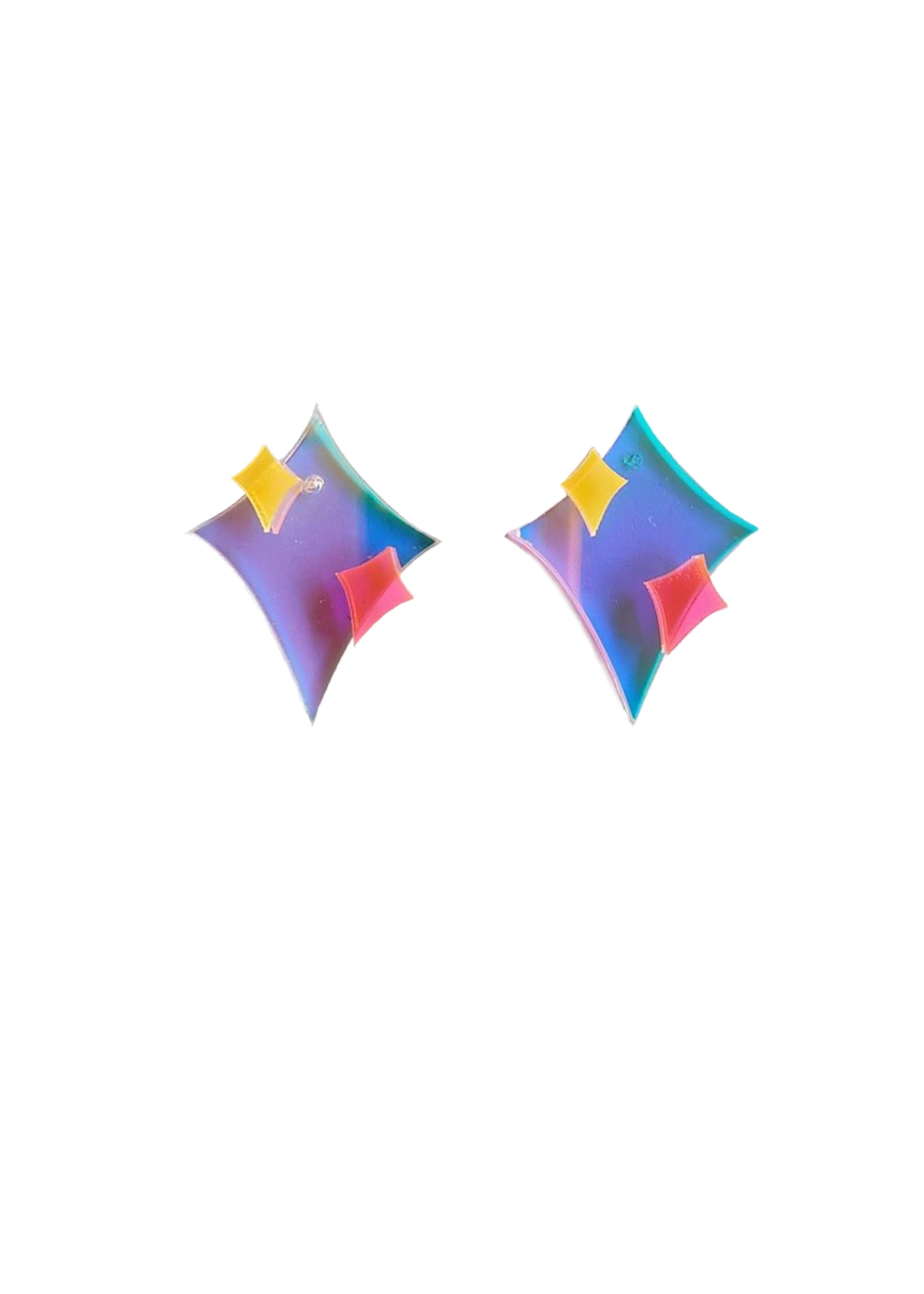 Star Stud Earrings/acrylic Iridescent Reflective Star - Etsy UK