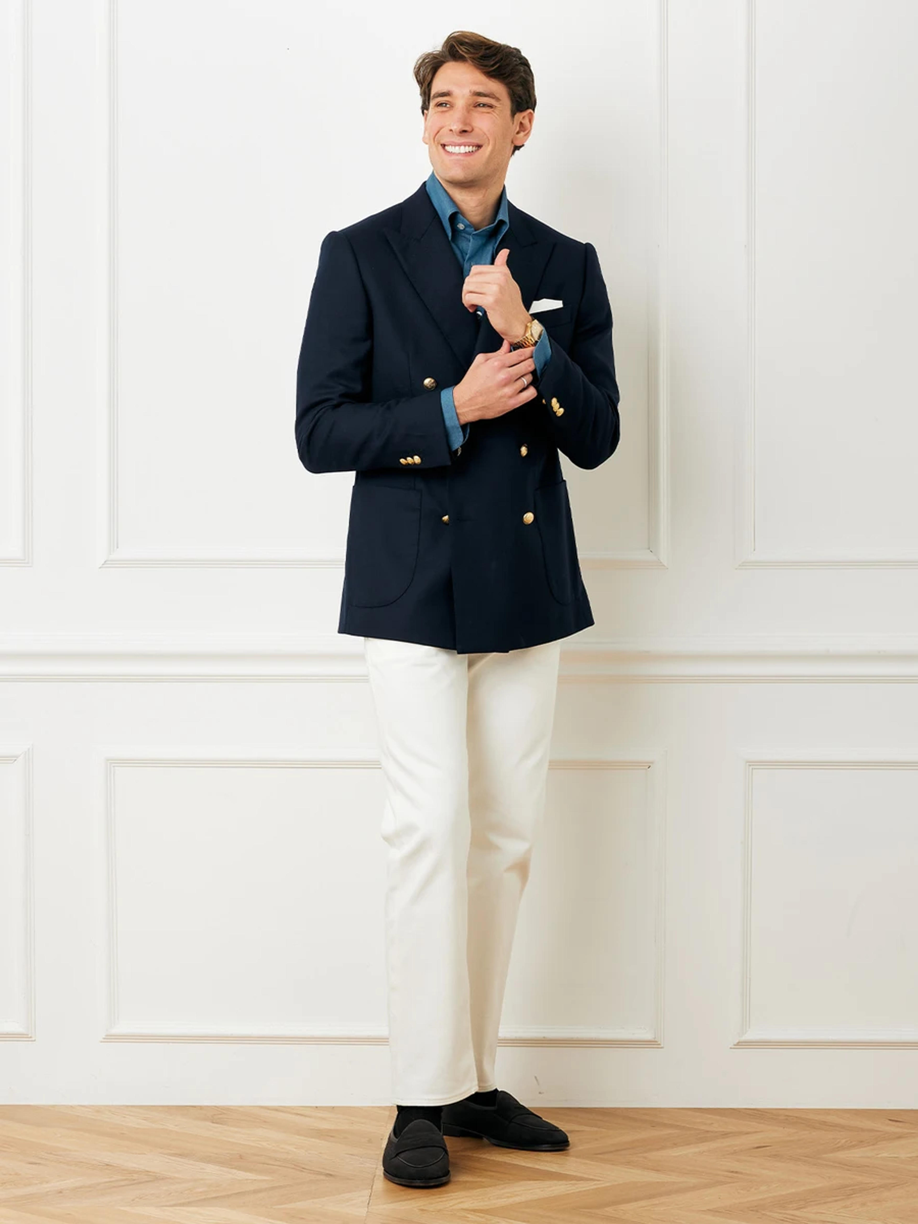 The Rake - Navy Wool Twill Double-Breasted Blazer