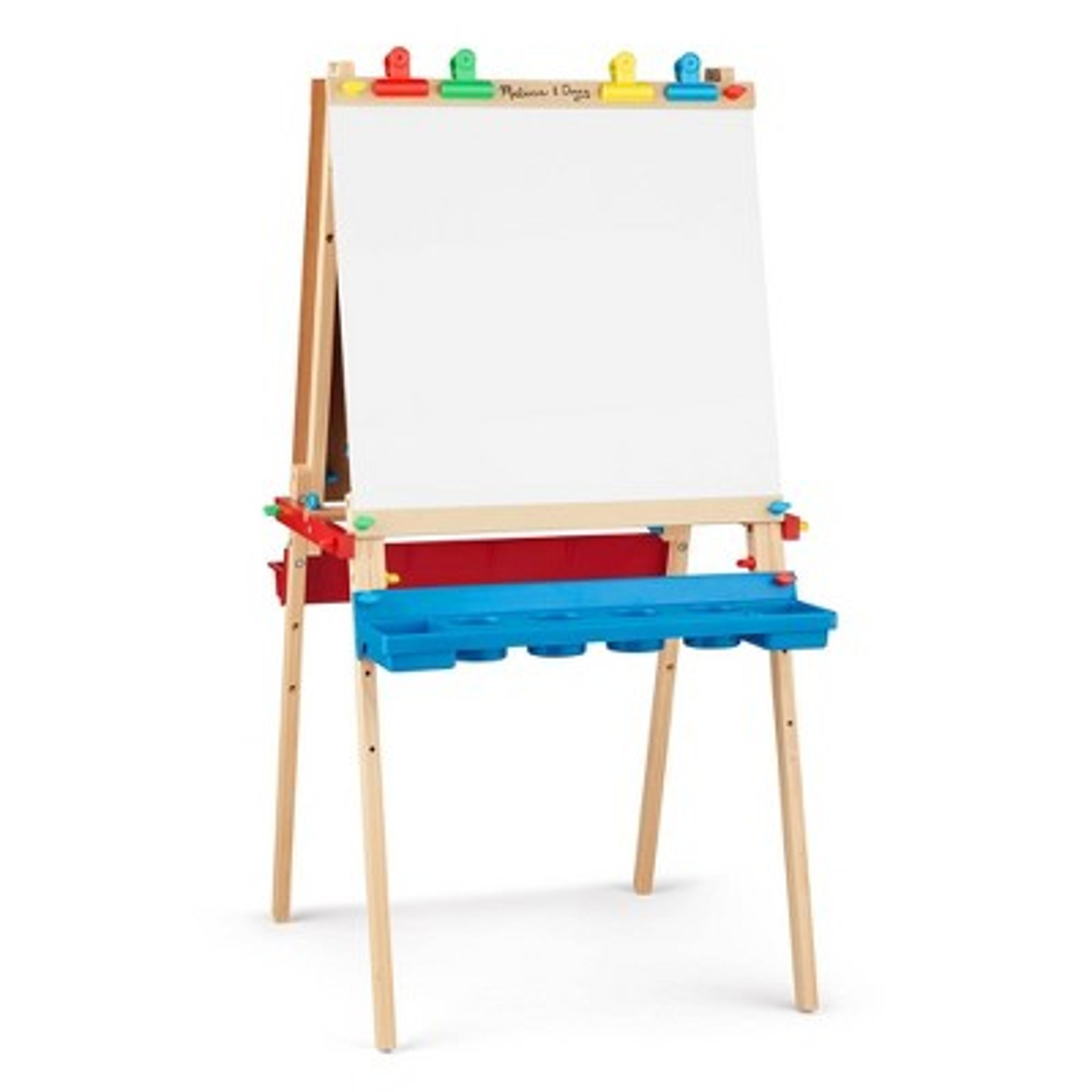 Melissa & Doug Deluxe Standing Art Easel - Dry-Erase Board, Chalkboard, Paper Roller