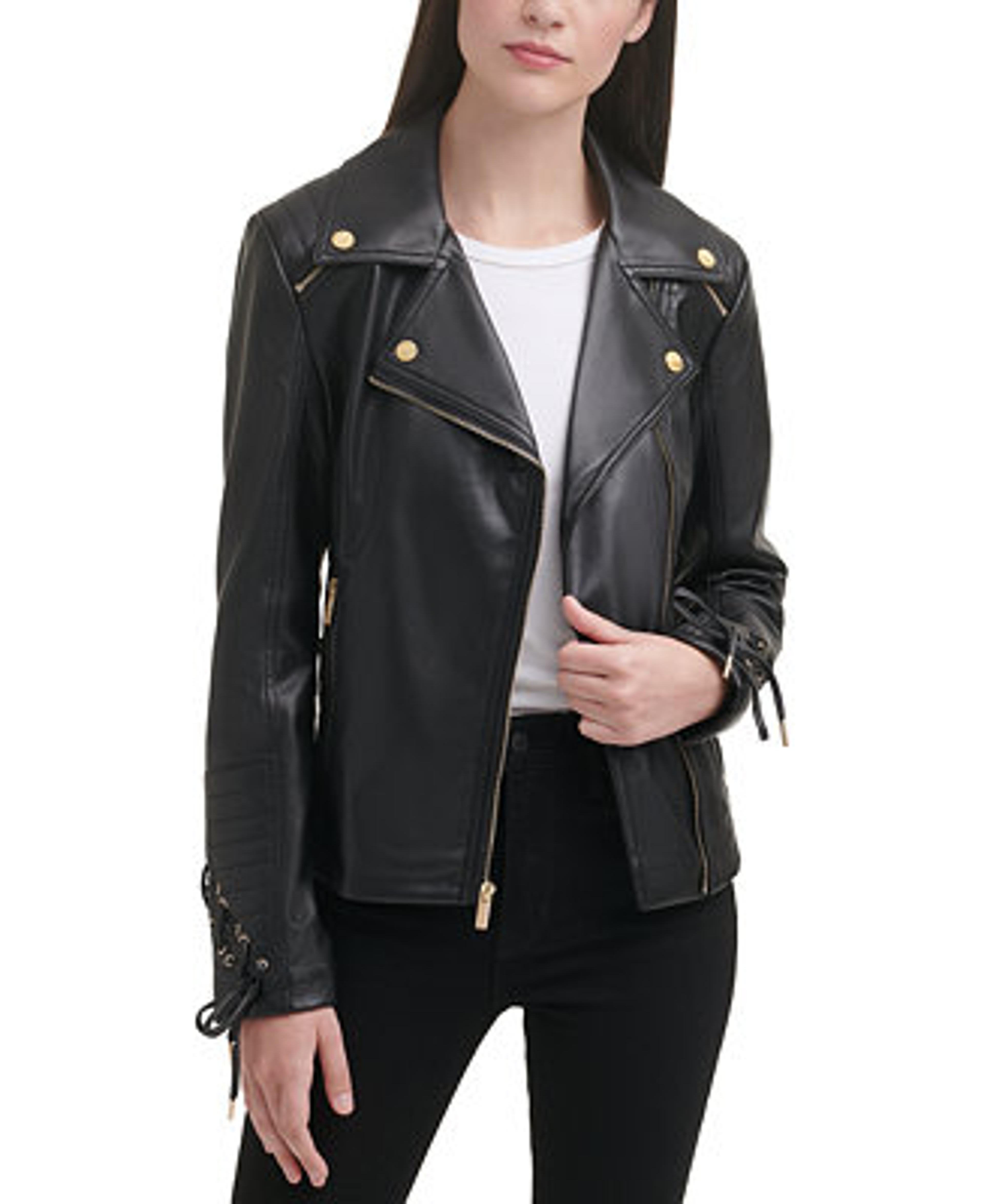 GUESS Women's Faux-Leather Asymmetric Moto Coat & Reviews - Coats & Jackets - Women - Macy's