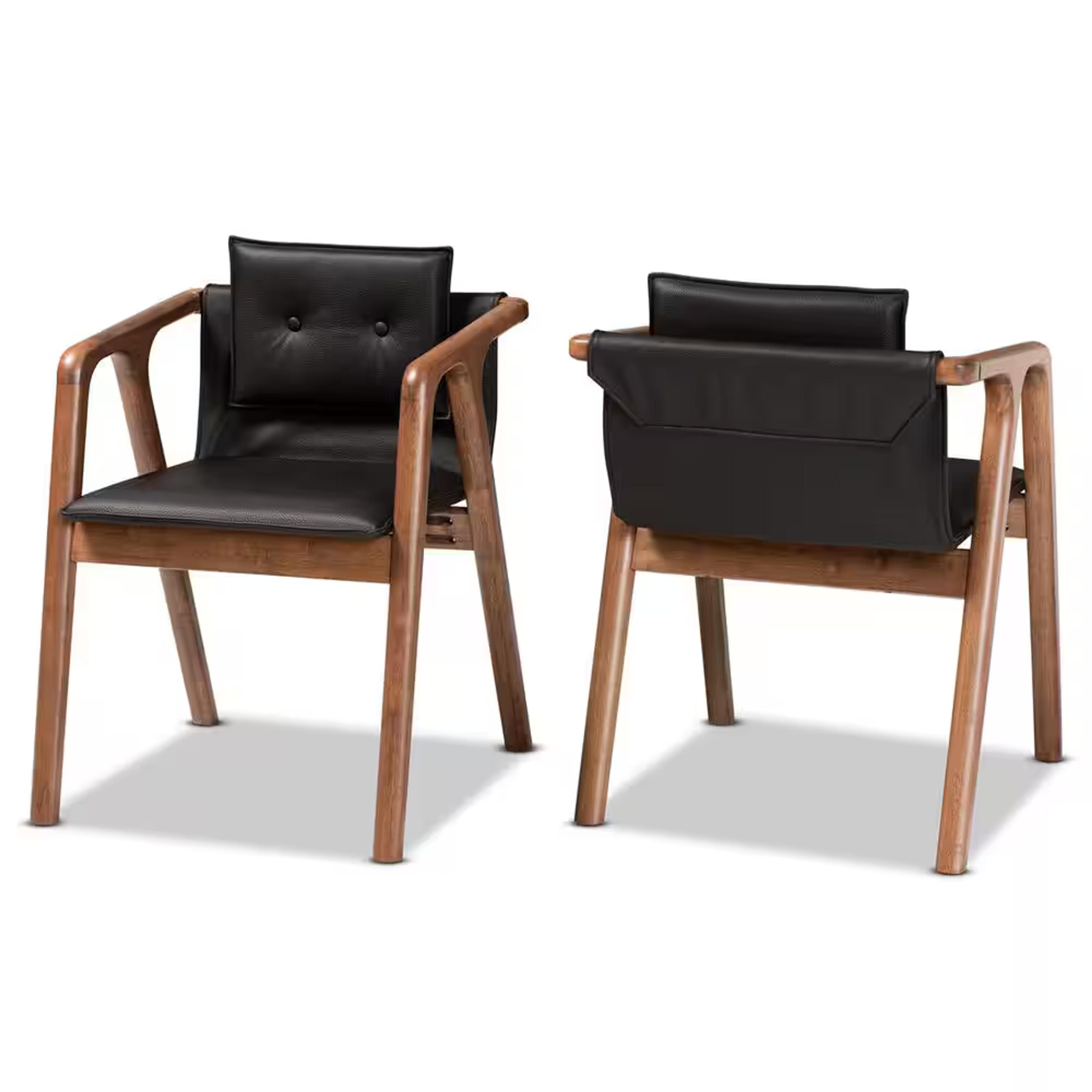 Baxton Studio Marcena Black and Walnut Brown Dining Chair (Set of 2) 188-2P-11663-HD - The Home Depot