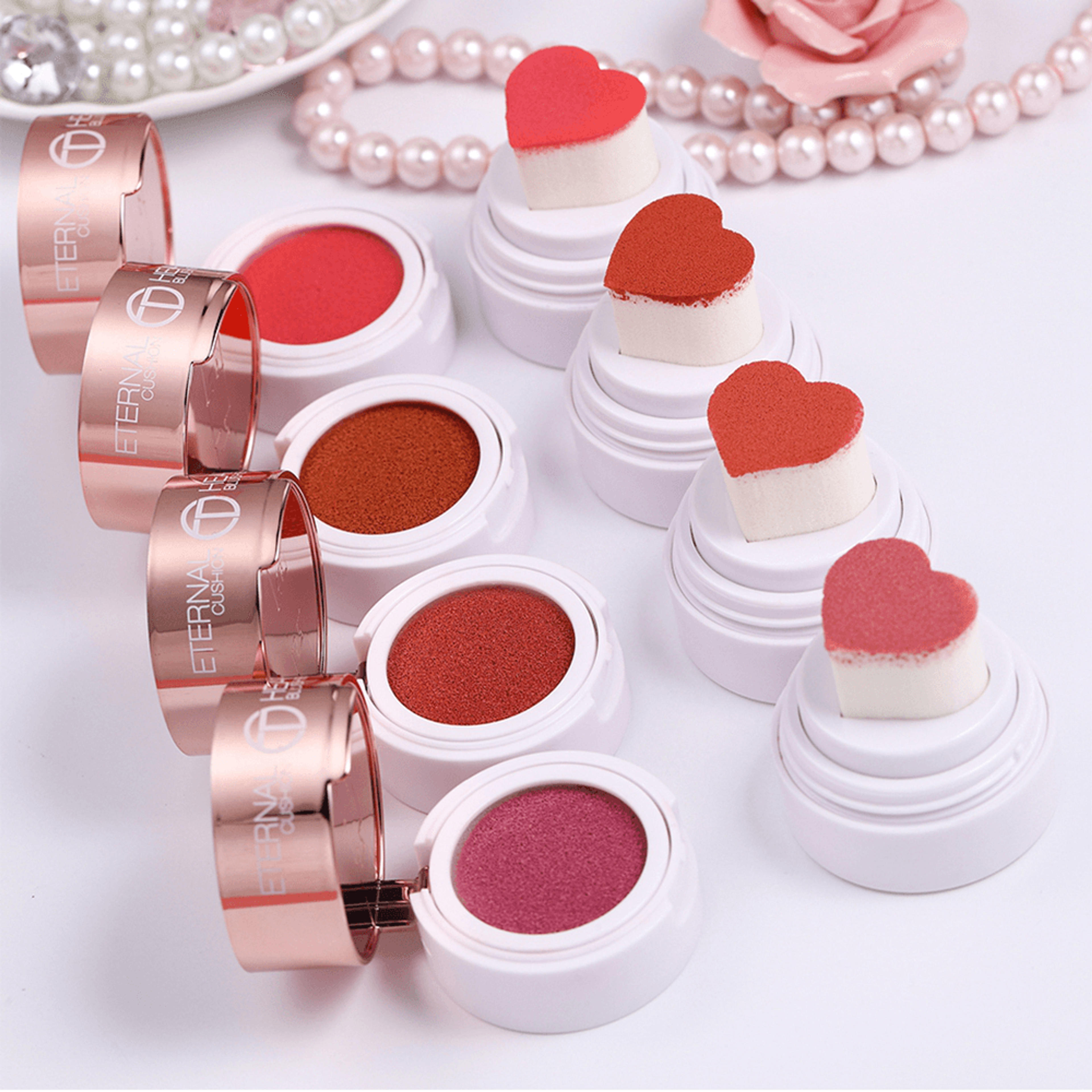 O.TWO.O Air Cushion Blusher Folding Heart Shape Shimmer Blush Rouge 4 Colors Easy to Wear Natural Face Contour Make Up - #4