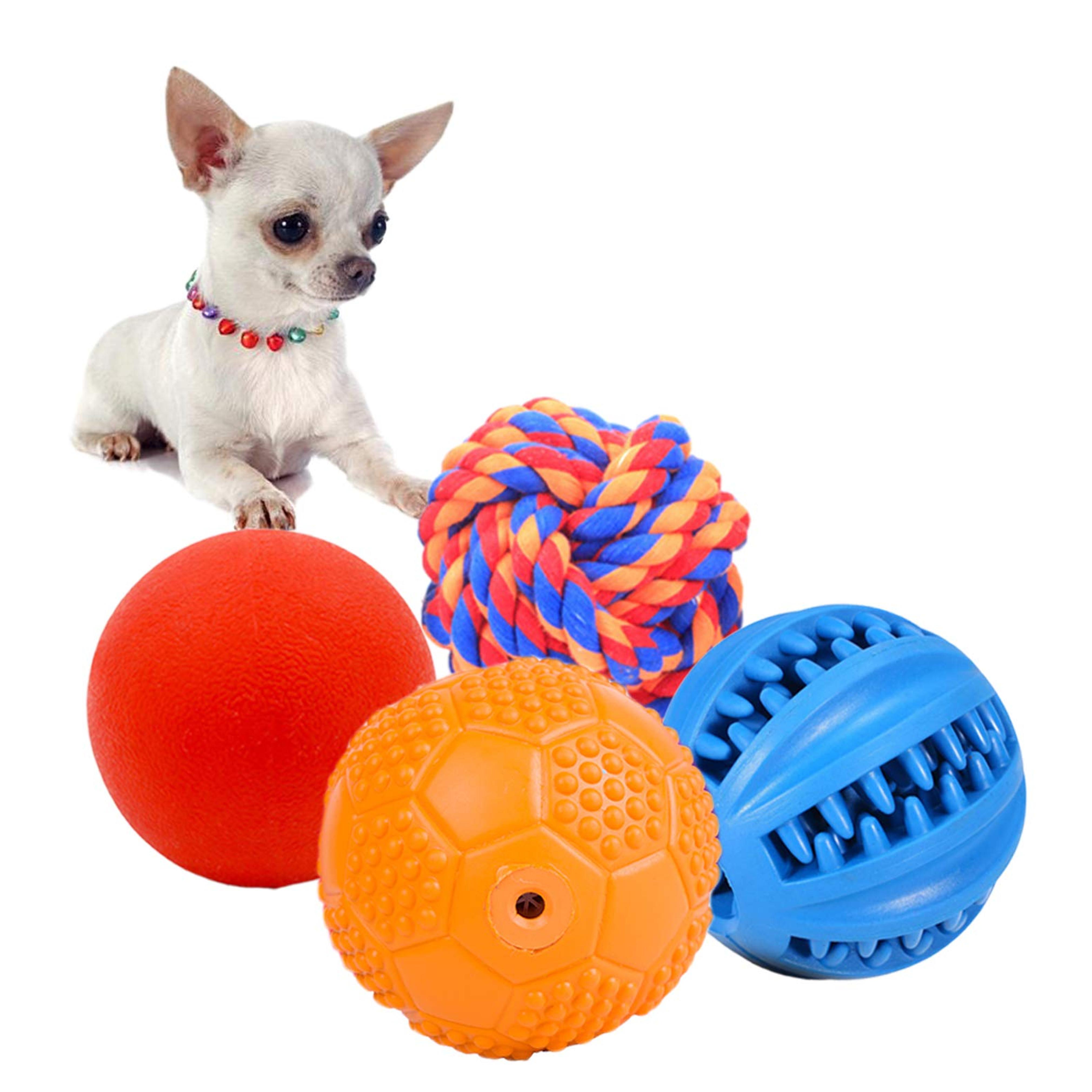 Volacopets 4 Pack Puppy Balls, Puppy Teething Ball, Dog Balls for Small Dogs, Squeaky Ball for Small Dog, Rubber Ball, Puppy Toys, Dog Enrichment Toys for Chewing