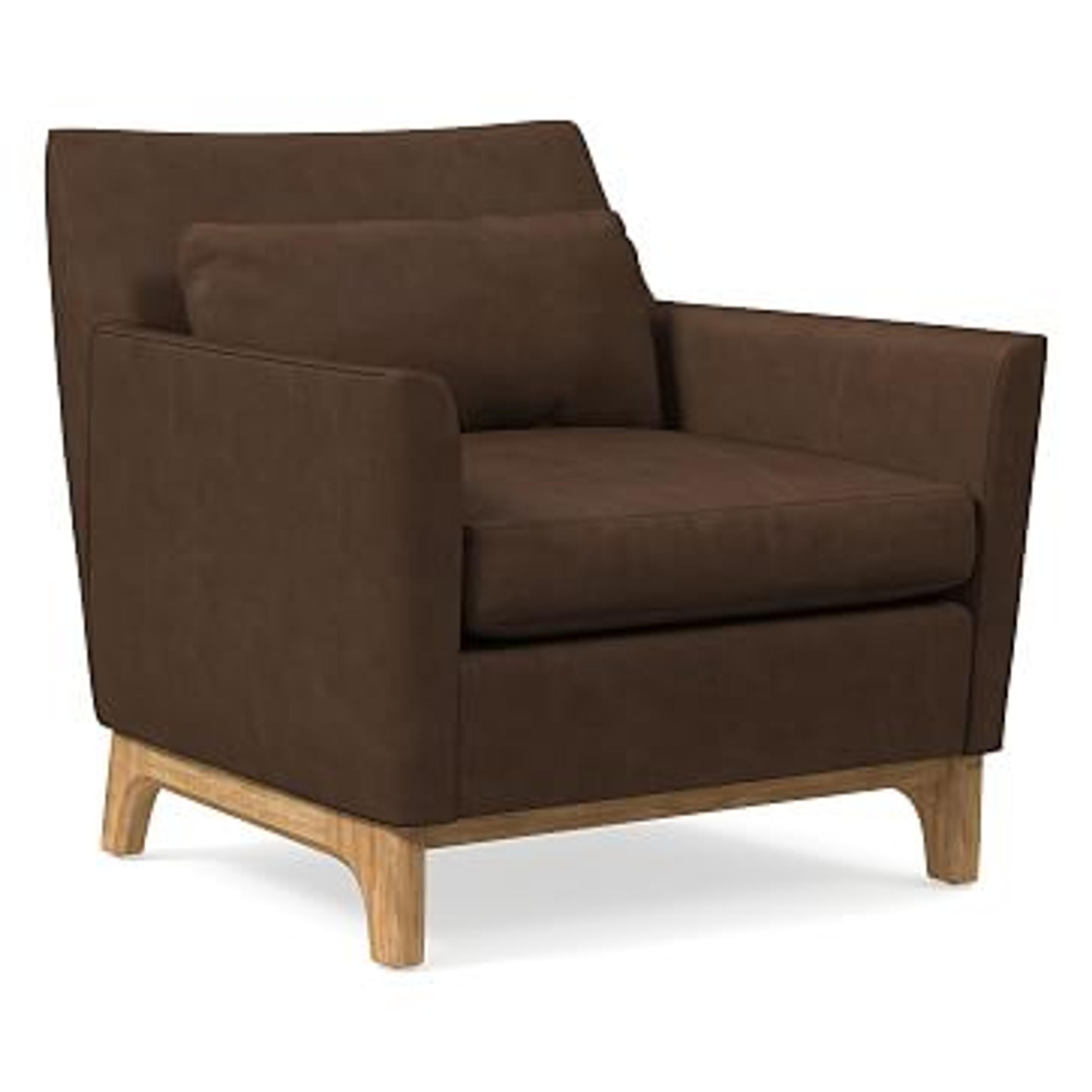 Harvey Chair, Poly, Vegan Leather, Molasses, Natural Oak | West Elm