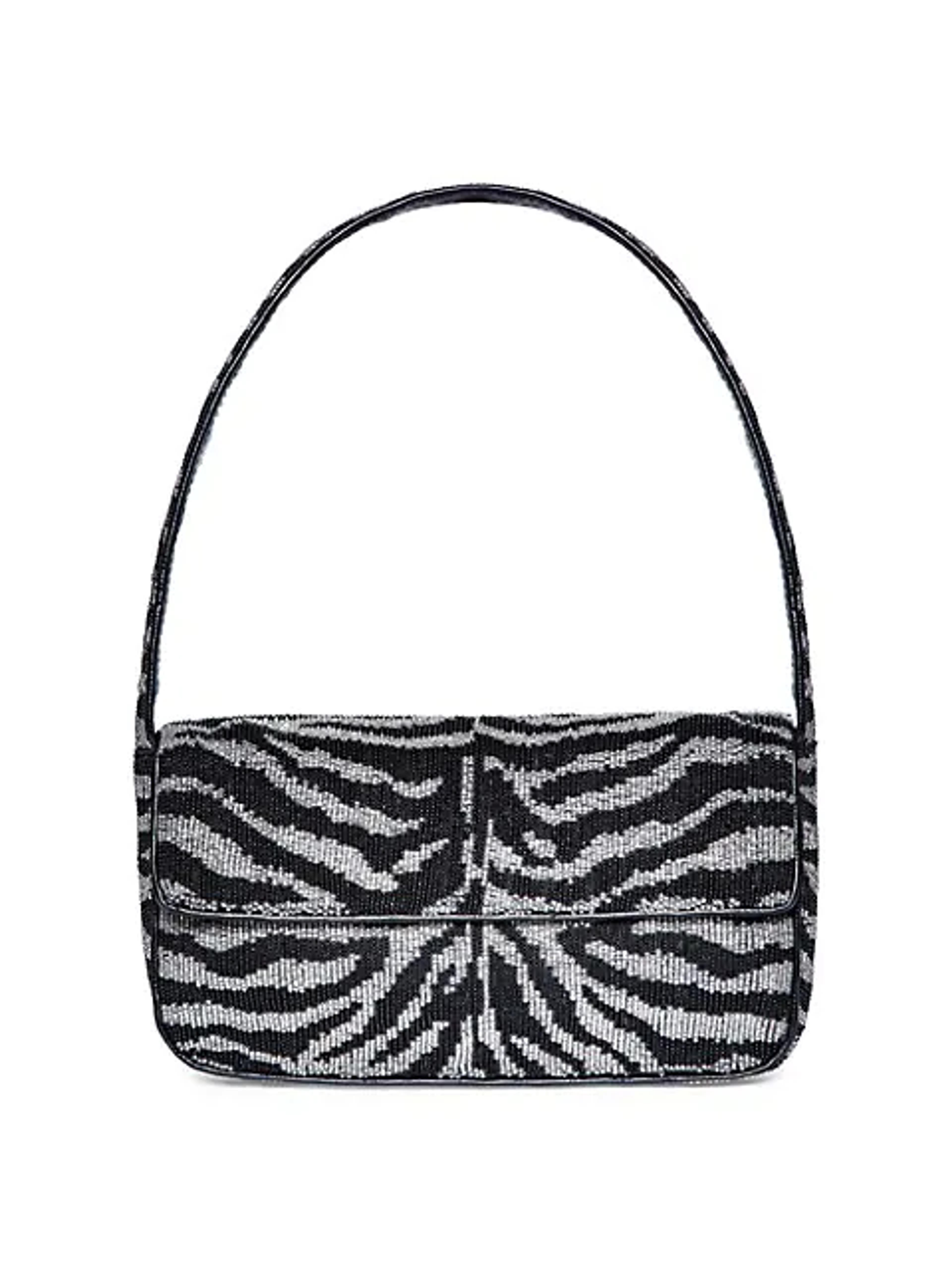 Tommy Zebra-Stripe Beaded Shoulder Bag