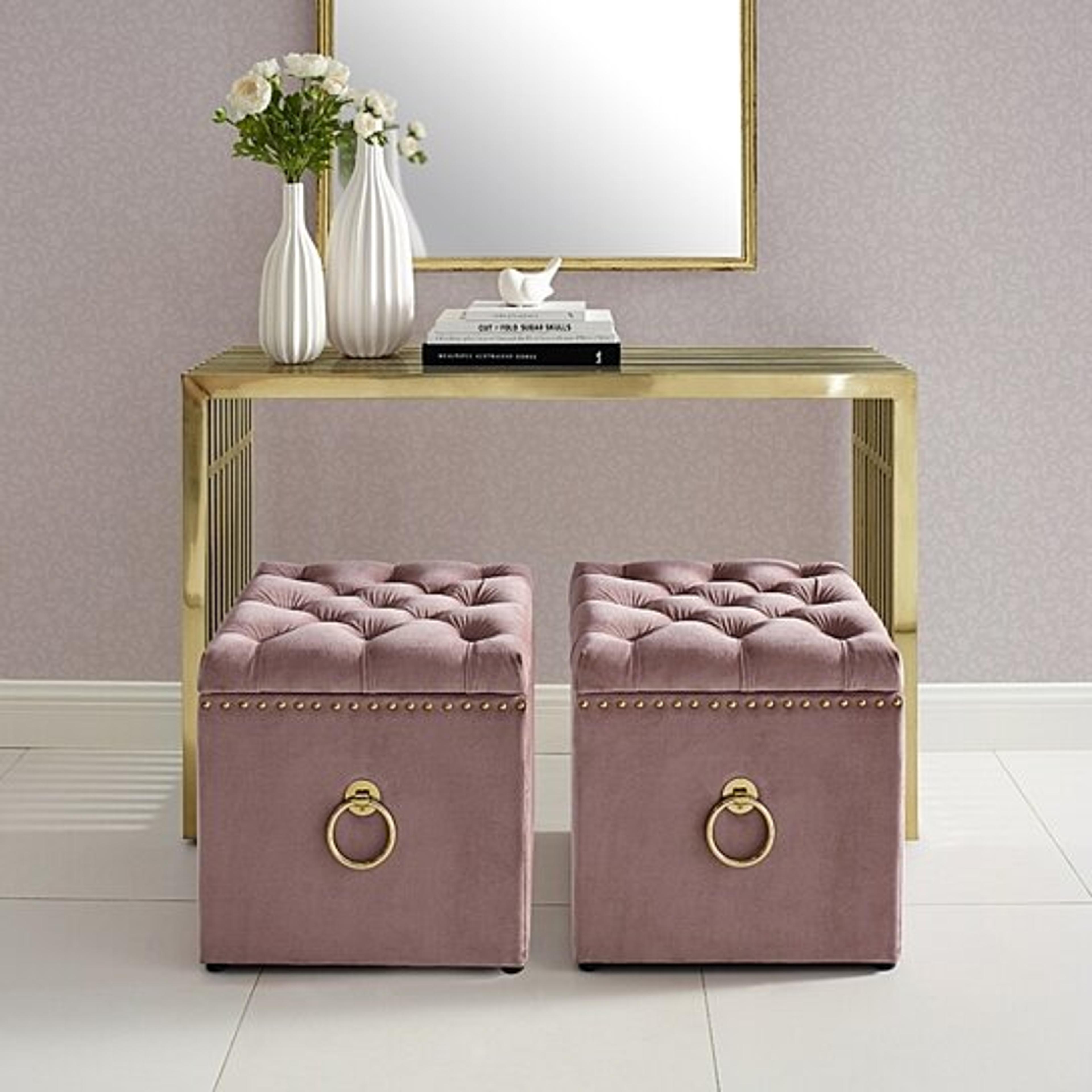 Buy Claudia Velvet or Linen Ottoman - Storage | Knob Handle | Cube | Nailhead Trim by Inspired Home by Inspired Home on Dot & Bo