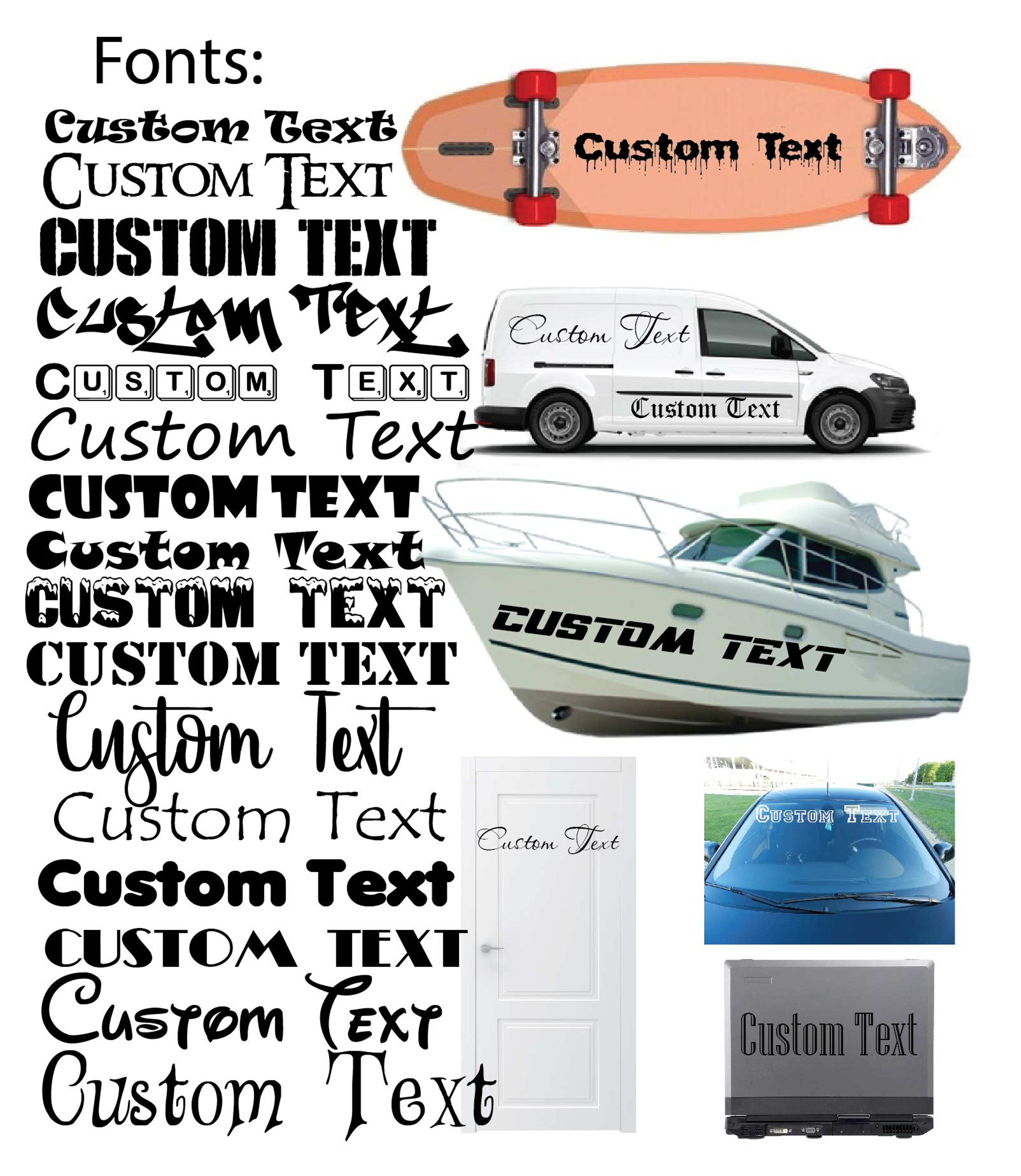 Custom Vinyl Decal - Personalized Design Your Own Name - Decals Lettering Personalized - Custom Vinyl Sticker Car Window - Boat - Yeti Lettering JDM Automotive Windshield Graphic Name Letter Auto Vehicle Door Banner