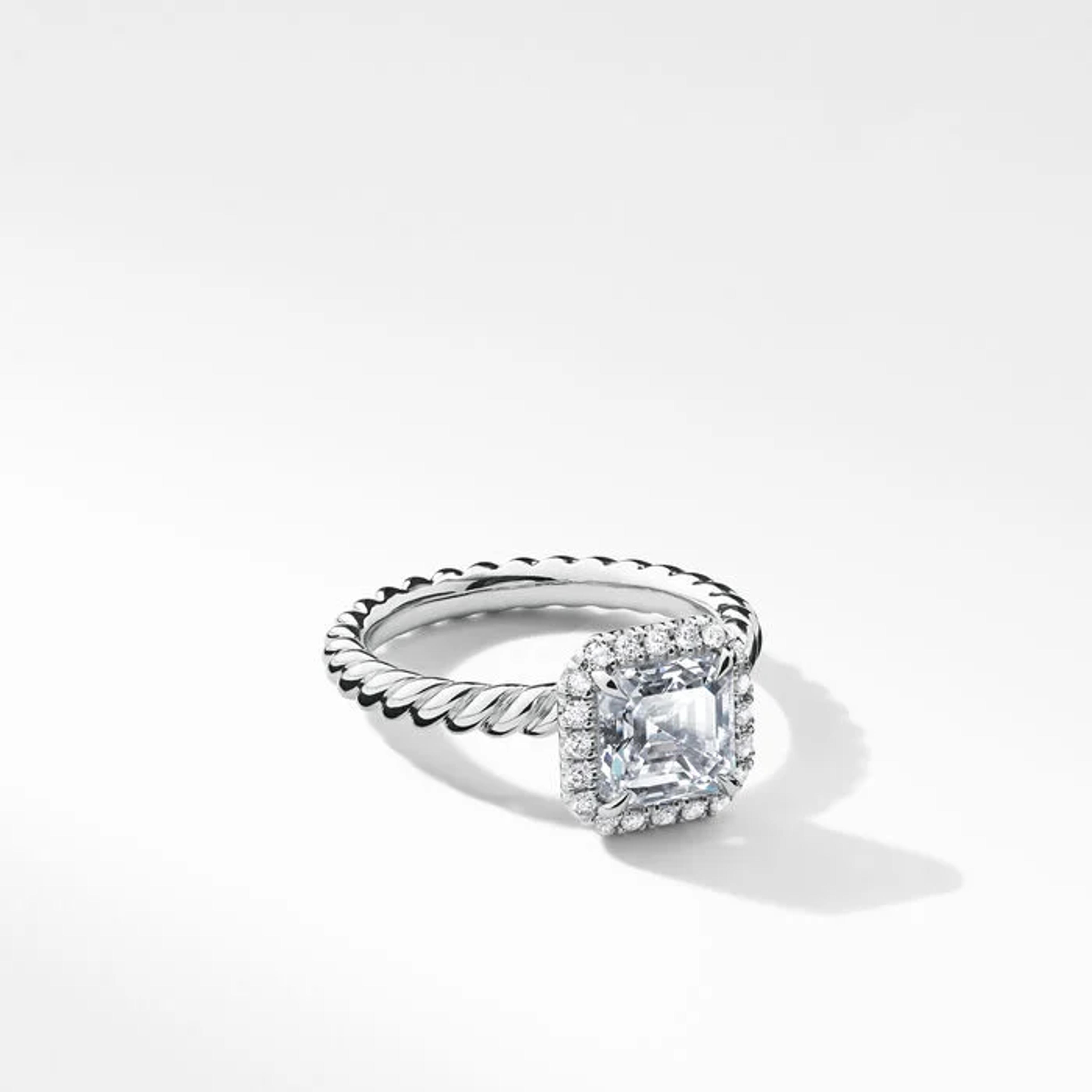 DY Capri® Engagement Ring in Platinum, Asscher | David Yurman