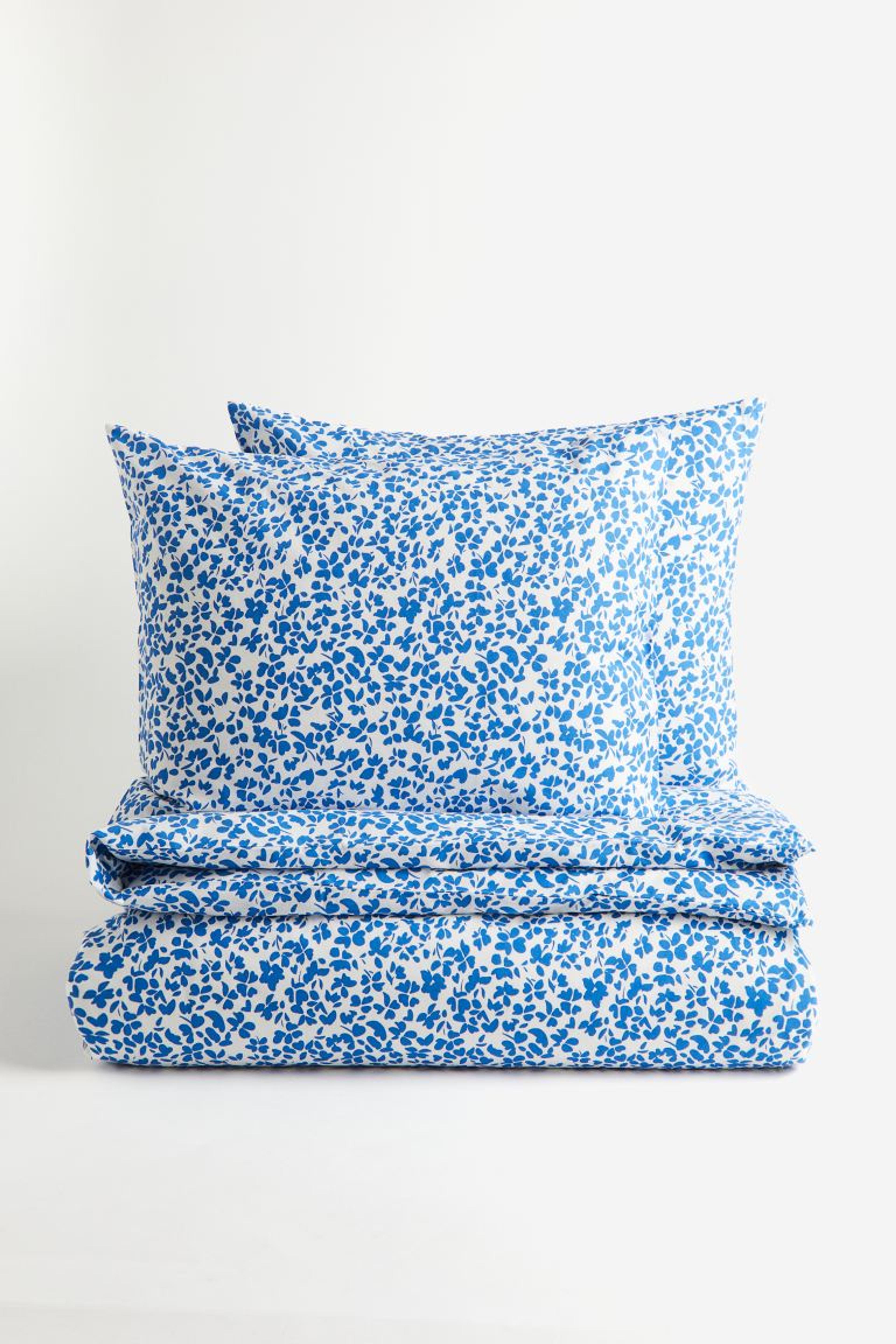 Double/king size cotton duvet cover set - Bright blue/Floral - Home All | H&M GB