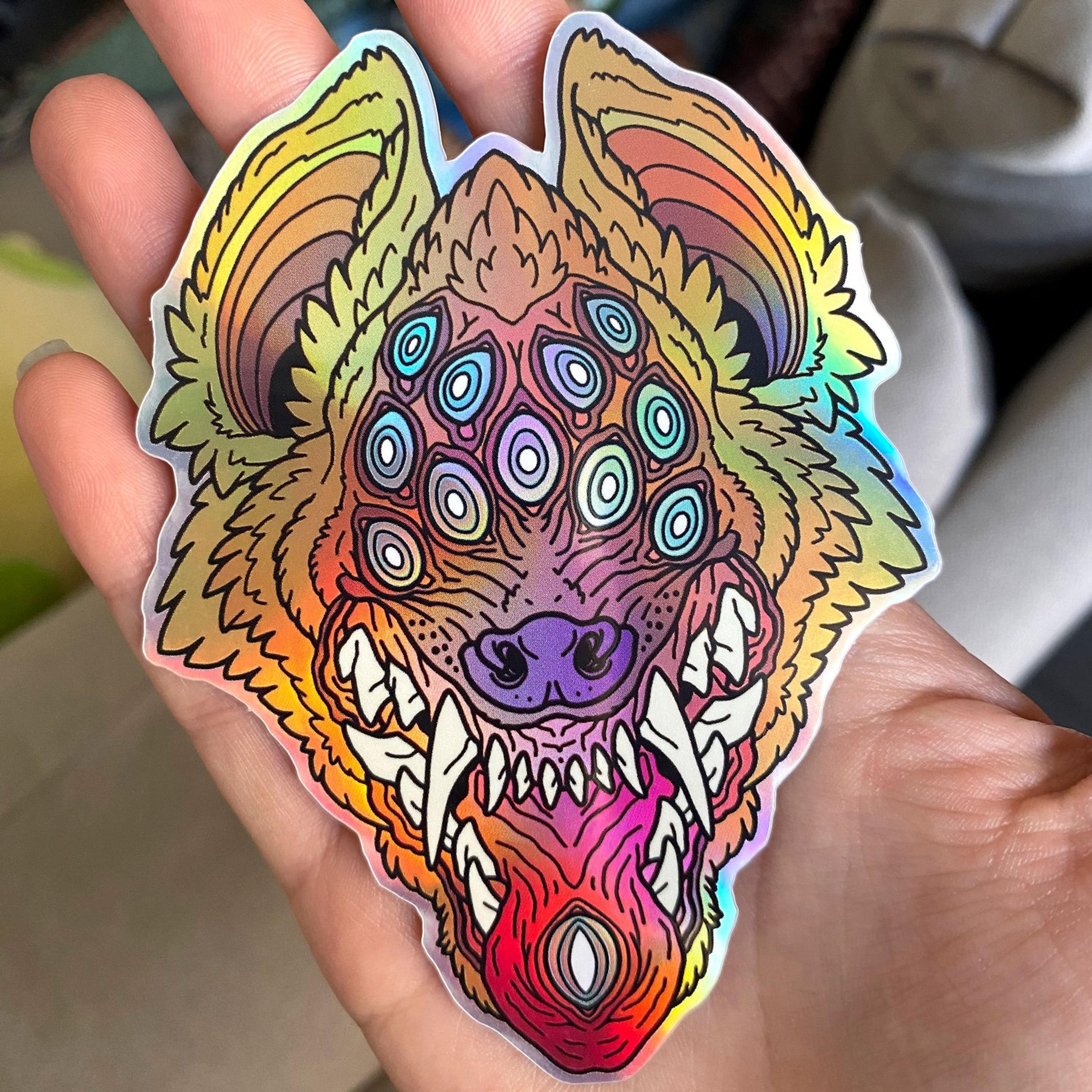 Many Eyed Hyena Holographic Sticker