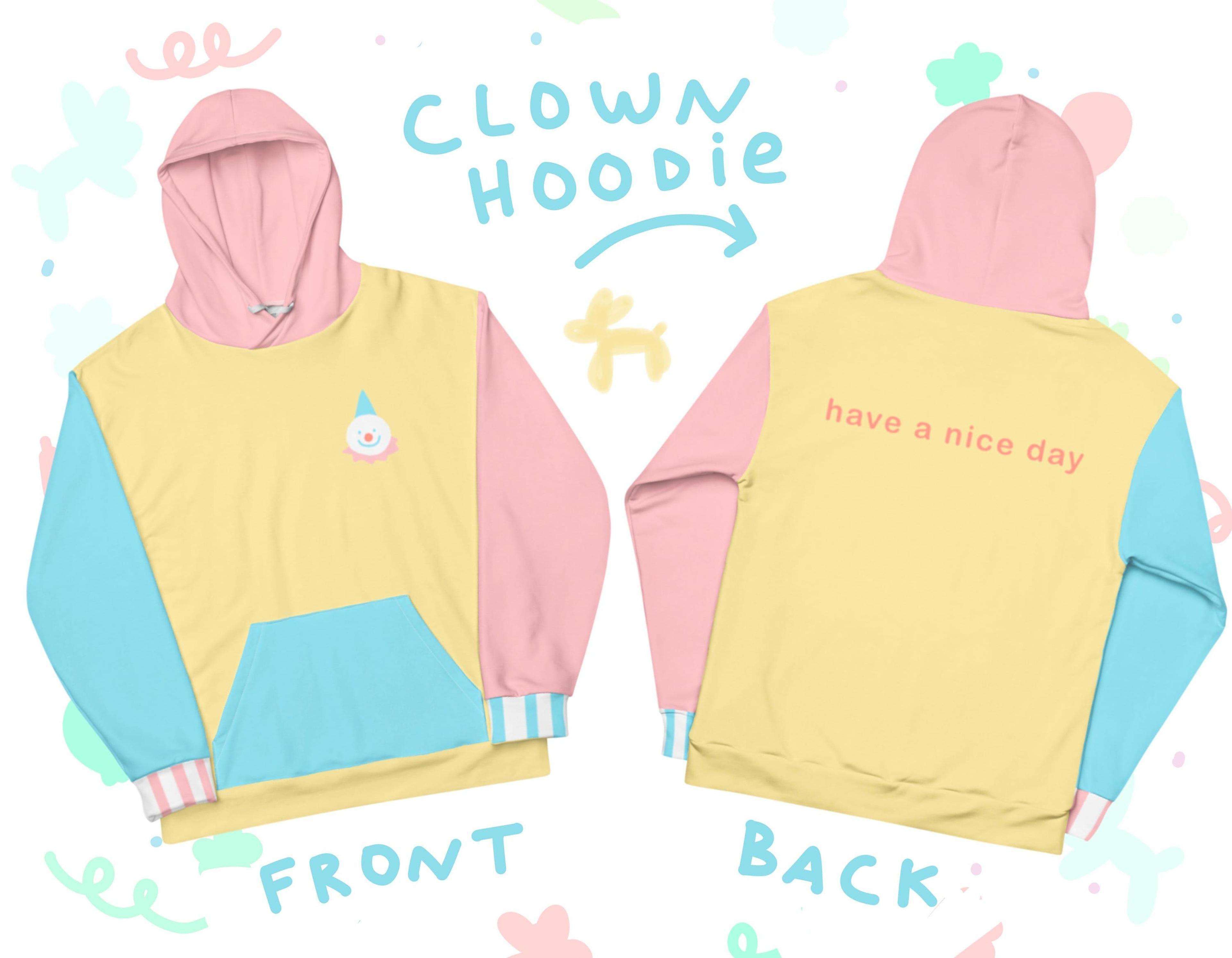 Pastel Colorblock Clown Hoodie - Have a Nice Day Clowncore Unisex Hoodie