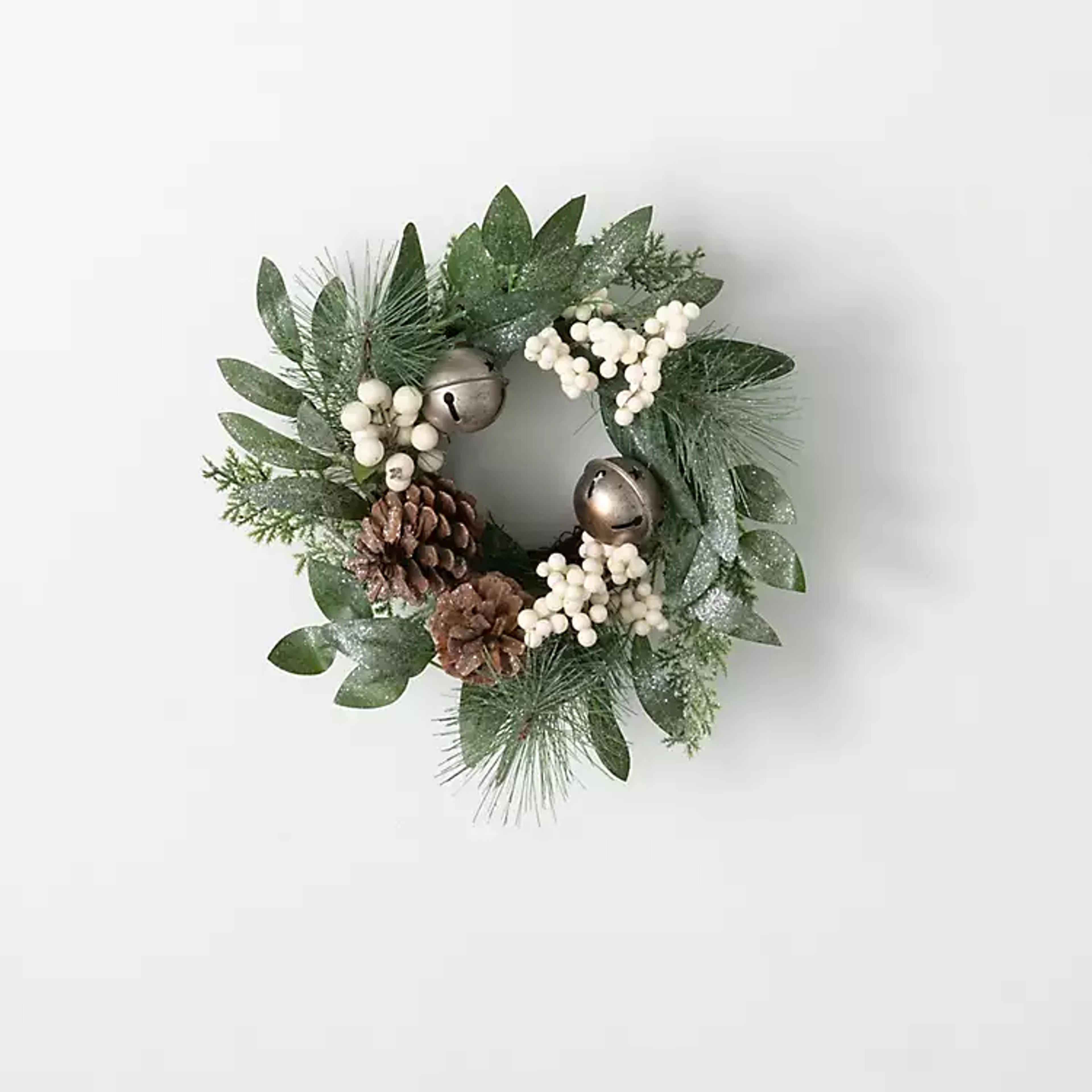 Silver Bells and Sparkle Berry Mini Wreath, 13 in. | Kirklands Home