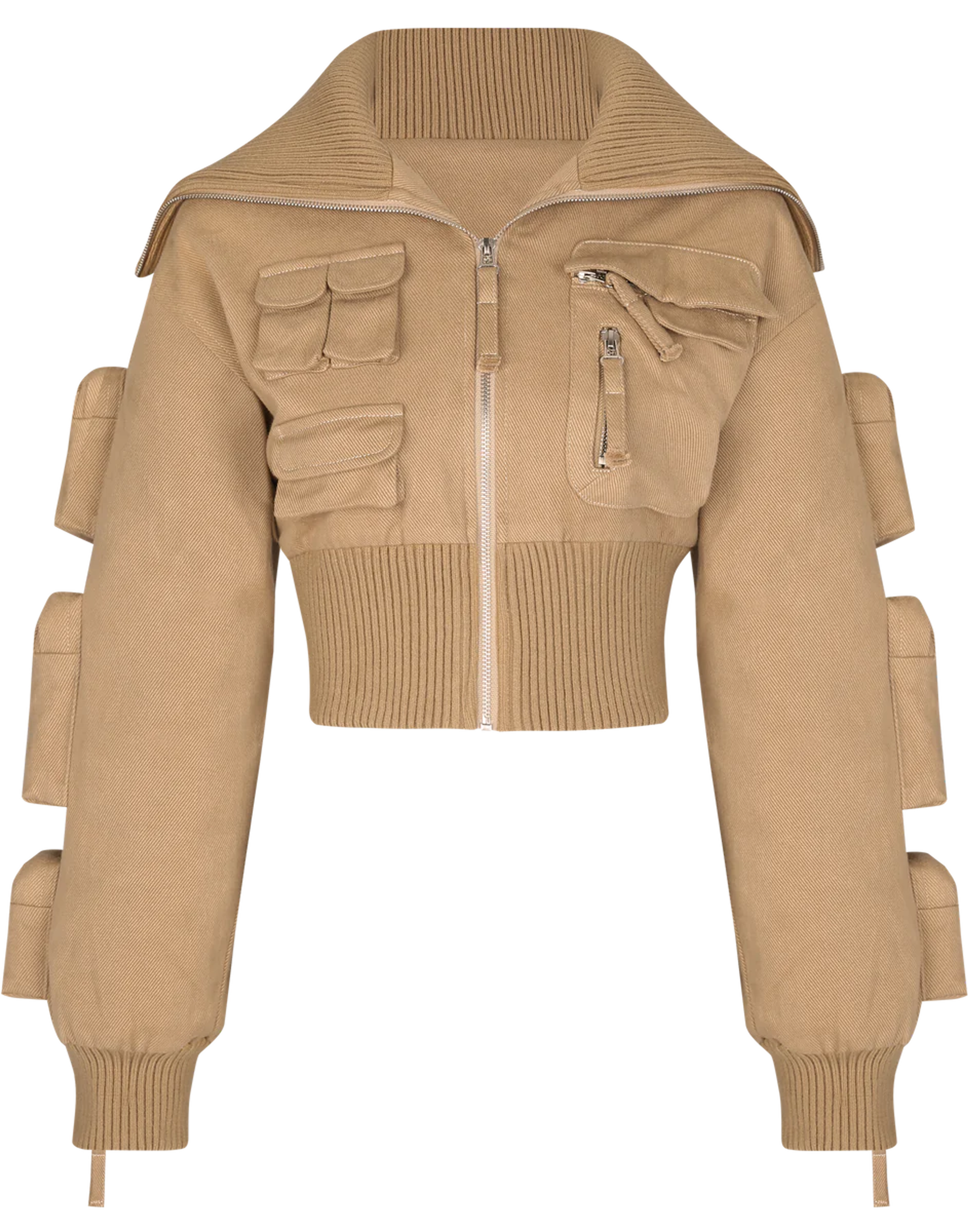 HIDDEN CULT Multi Pocket Tan Cropped Utility Jacket