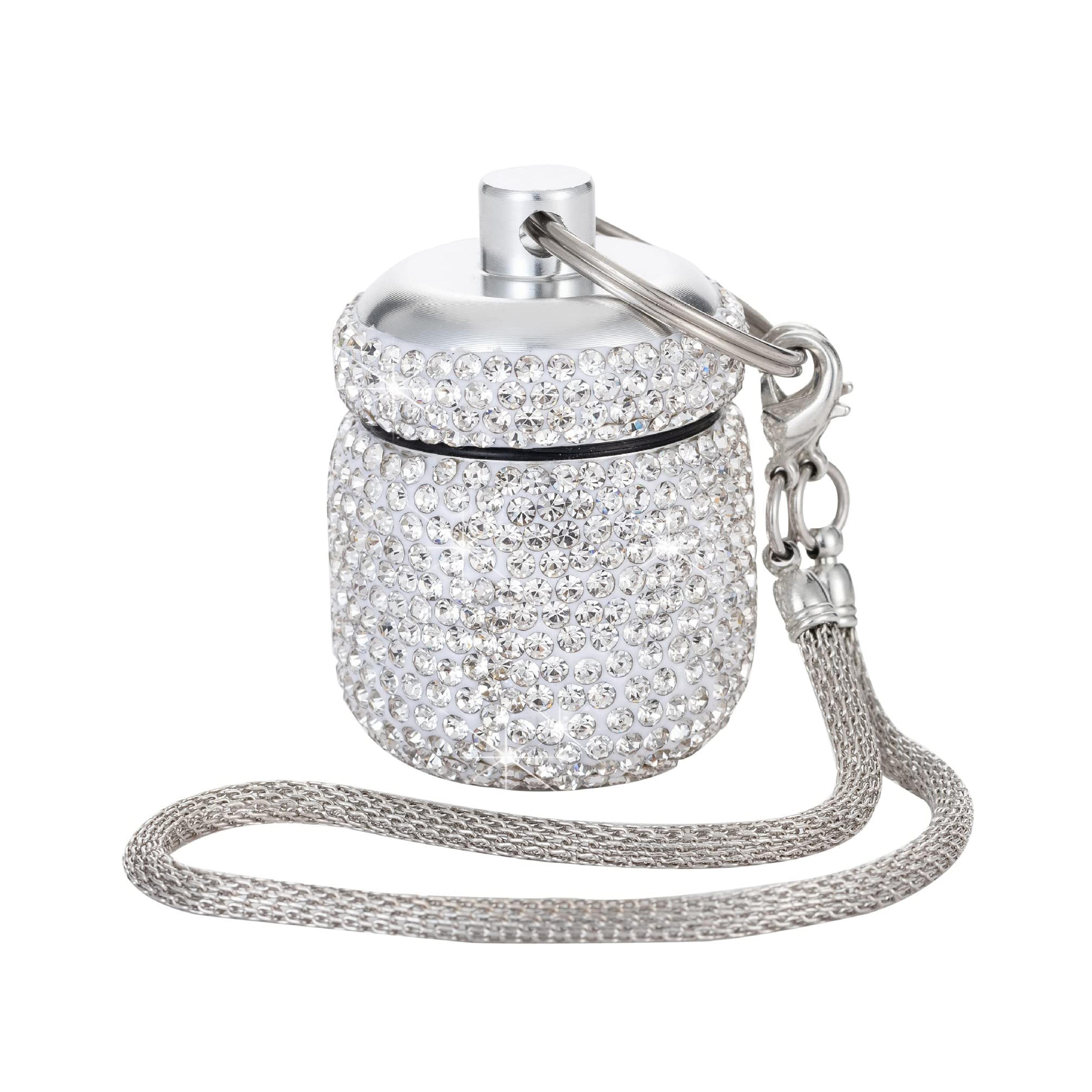 Amazon.com: EveryBling Crystal Pill Container, Waterproof Portable Small Travel Pill Box Case,Ring Holder for Jewelry,Keychain Pill Holder for Women(Silver) : Health & Household