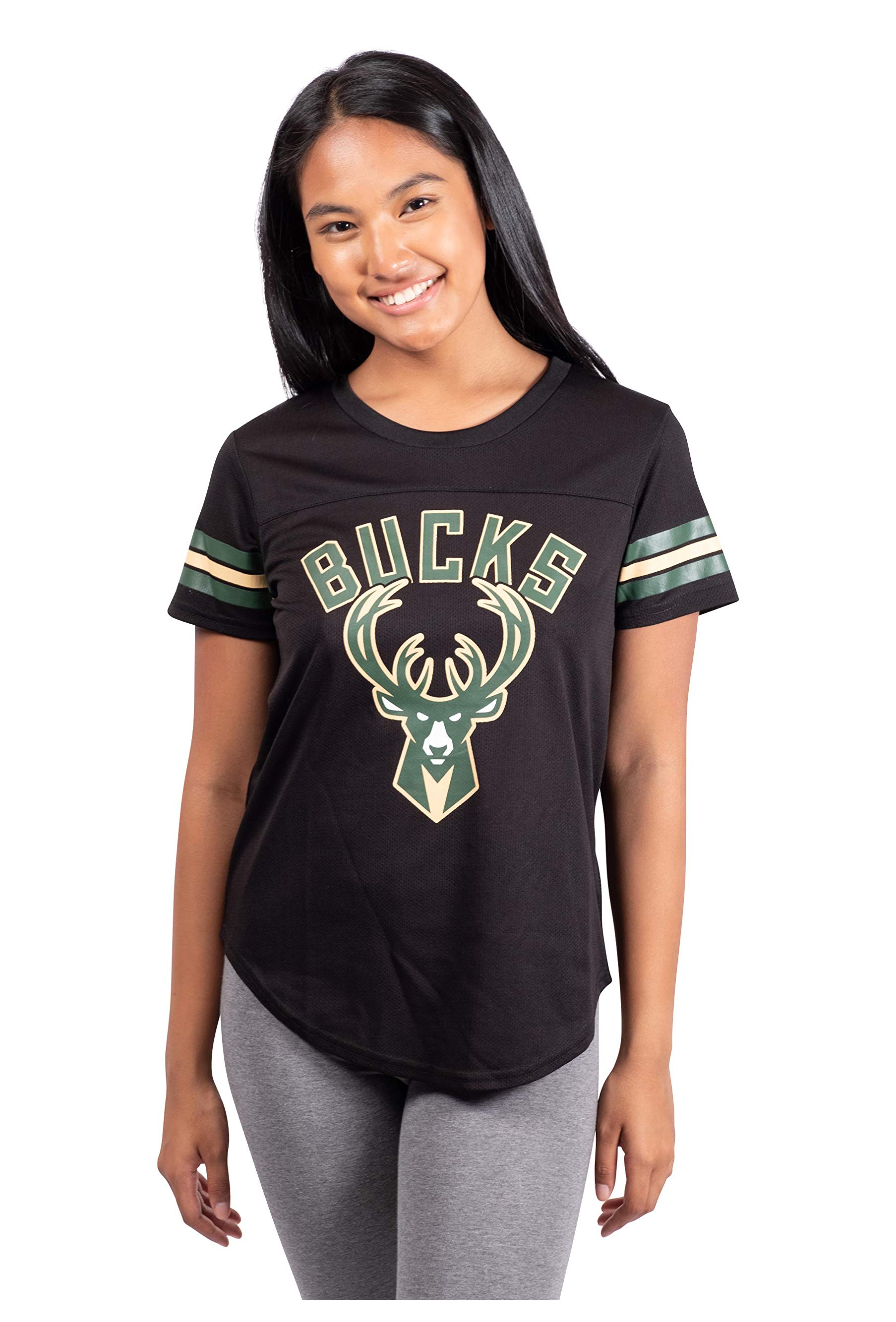 Amazon.com : Ultra Game NBA Milwaukee Bucks Womens Soft Mesh Jersey Tee Shirt, Black, Large : Sports & Outdoors