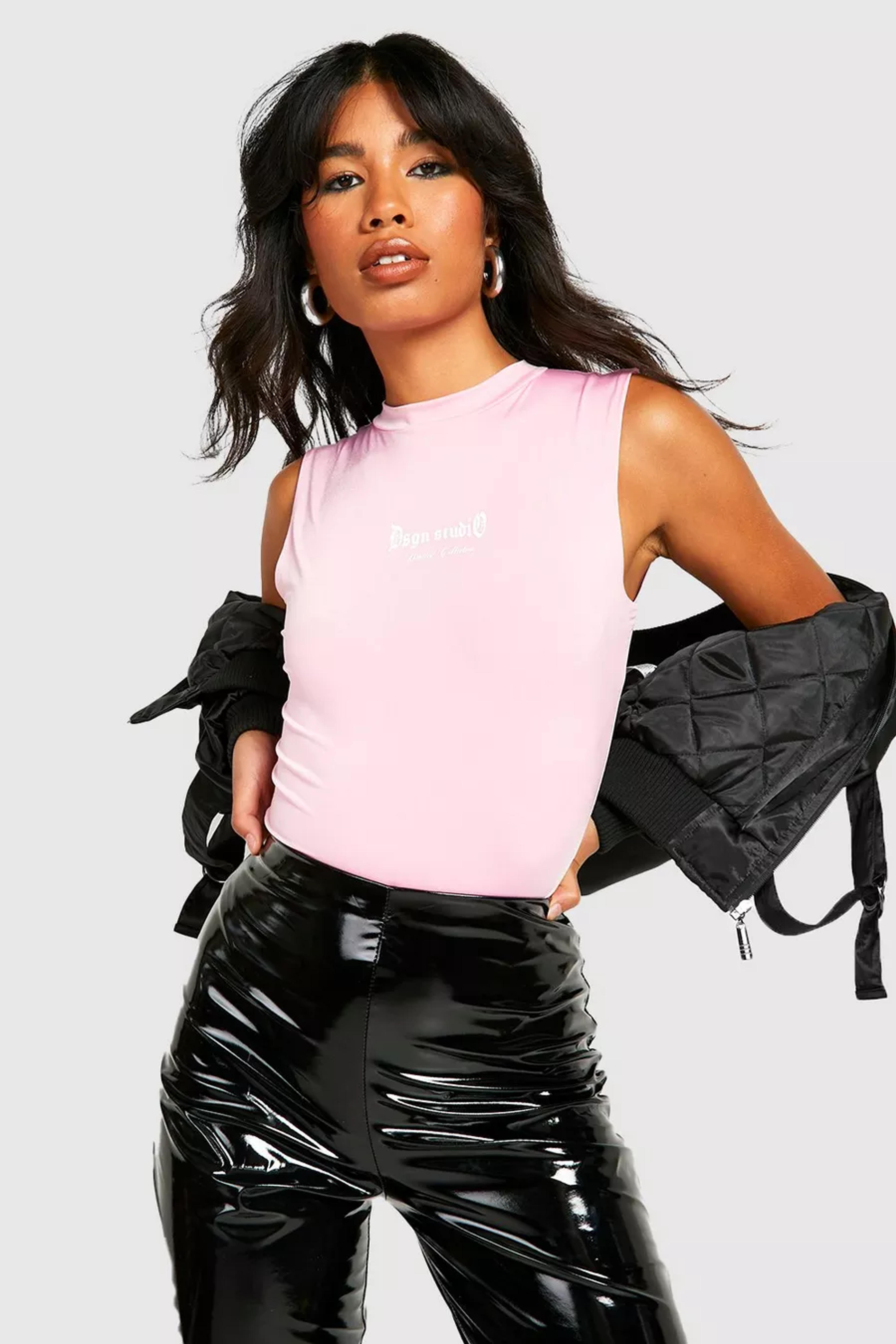 Double Layer Slinky Funnel Neck Bodysuit | boohoo