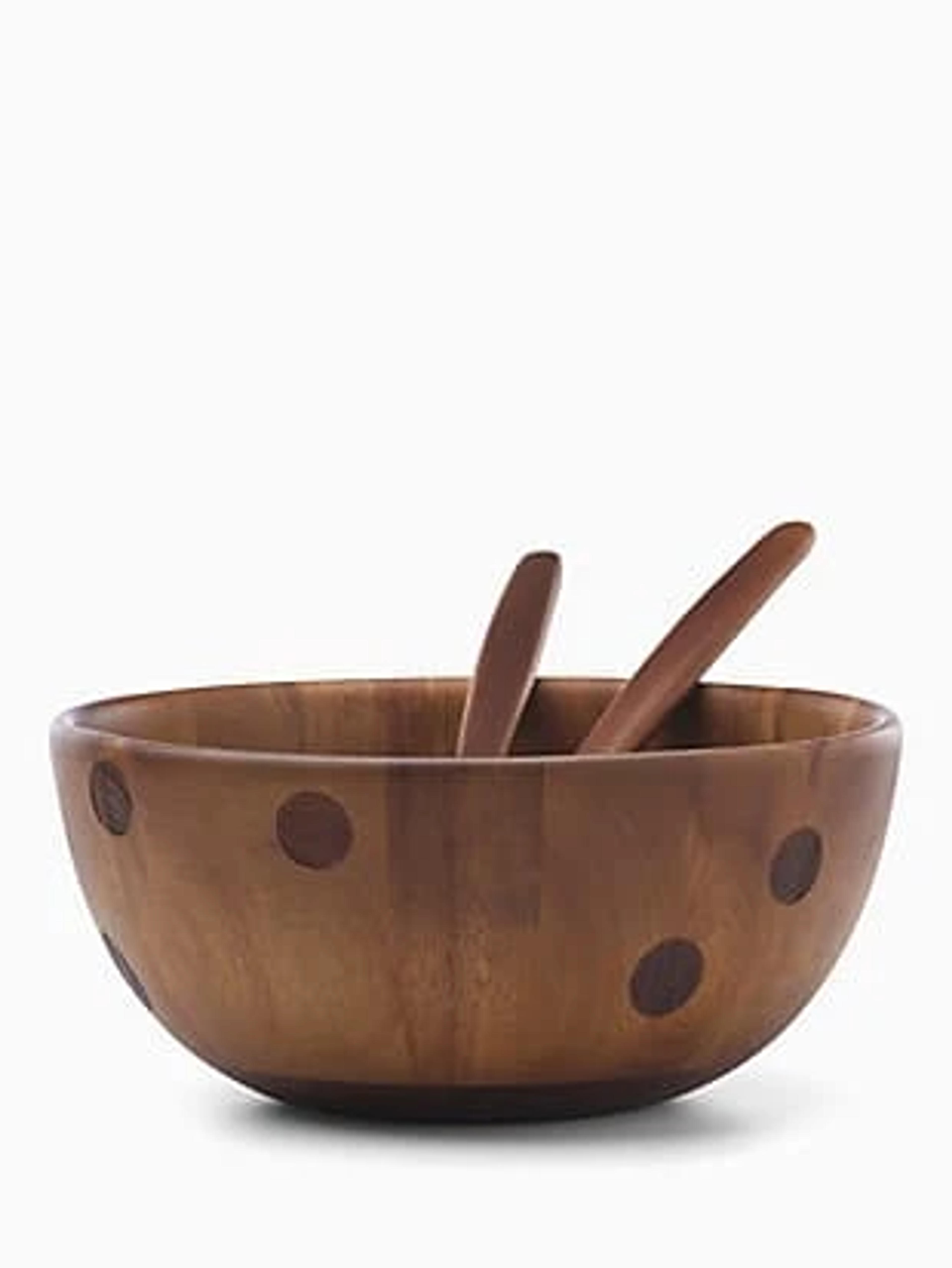 deco dot wood salad bowl and server set | Kate Spade New York