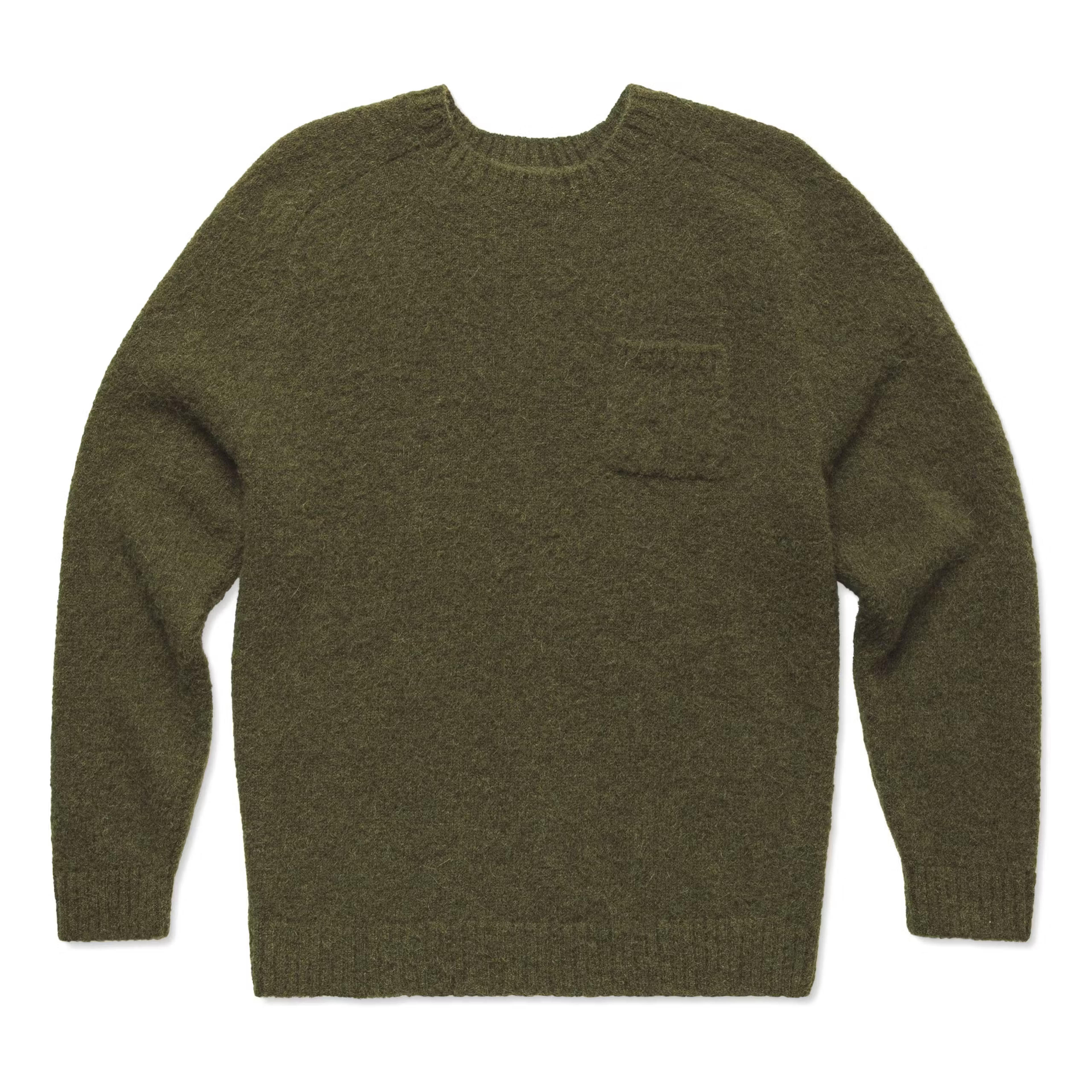 Gitman Vintage Handknit Alpaca Blend Sweater - Olive | Crew Neck Sweaters | Huckberry