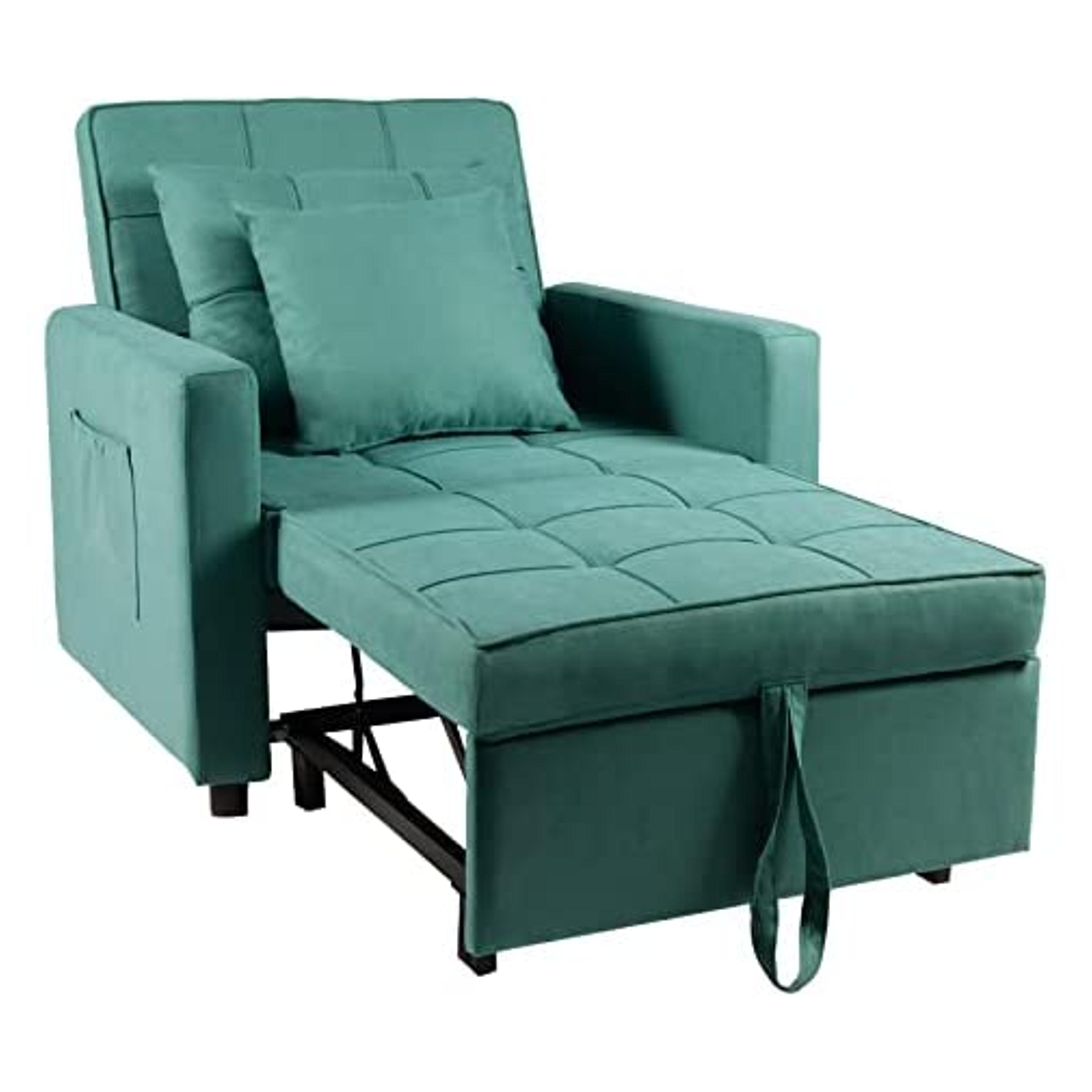 Amazon.com: Sofa Bed Chair 3-in-1 Convertible Chair Bed, Lounger Sleeper Chair, Single Recliner for Small Space with Adjustable Backrest (Green) : Home & Kitchen