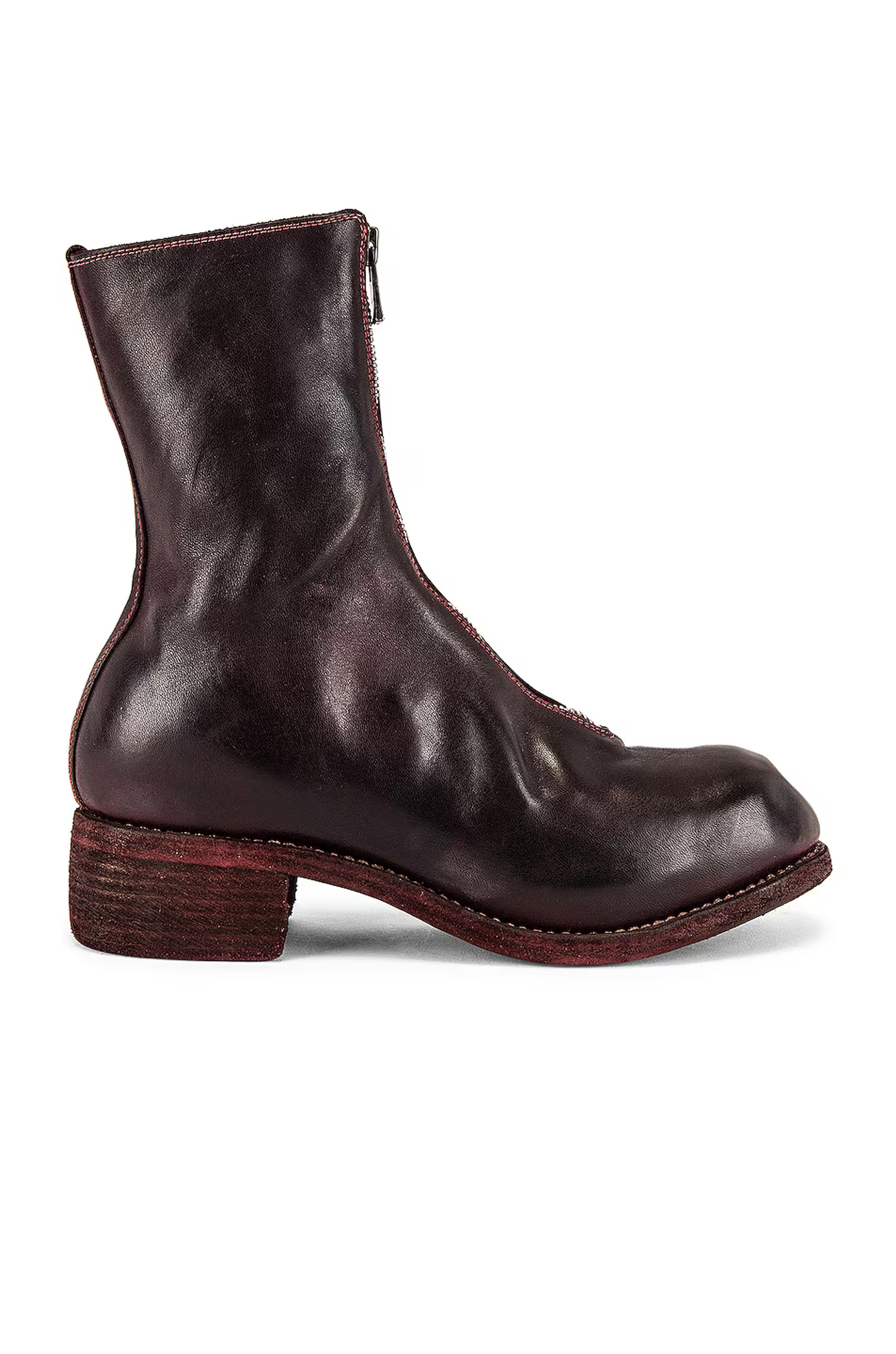 Guidi Full Grain Horse Front Zip Boot in Burgundy | FWRD