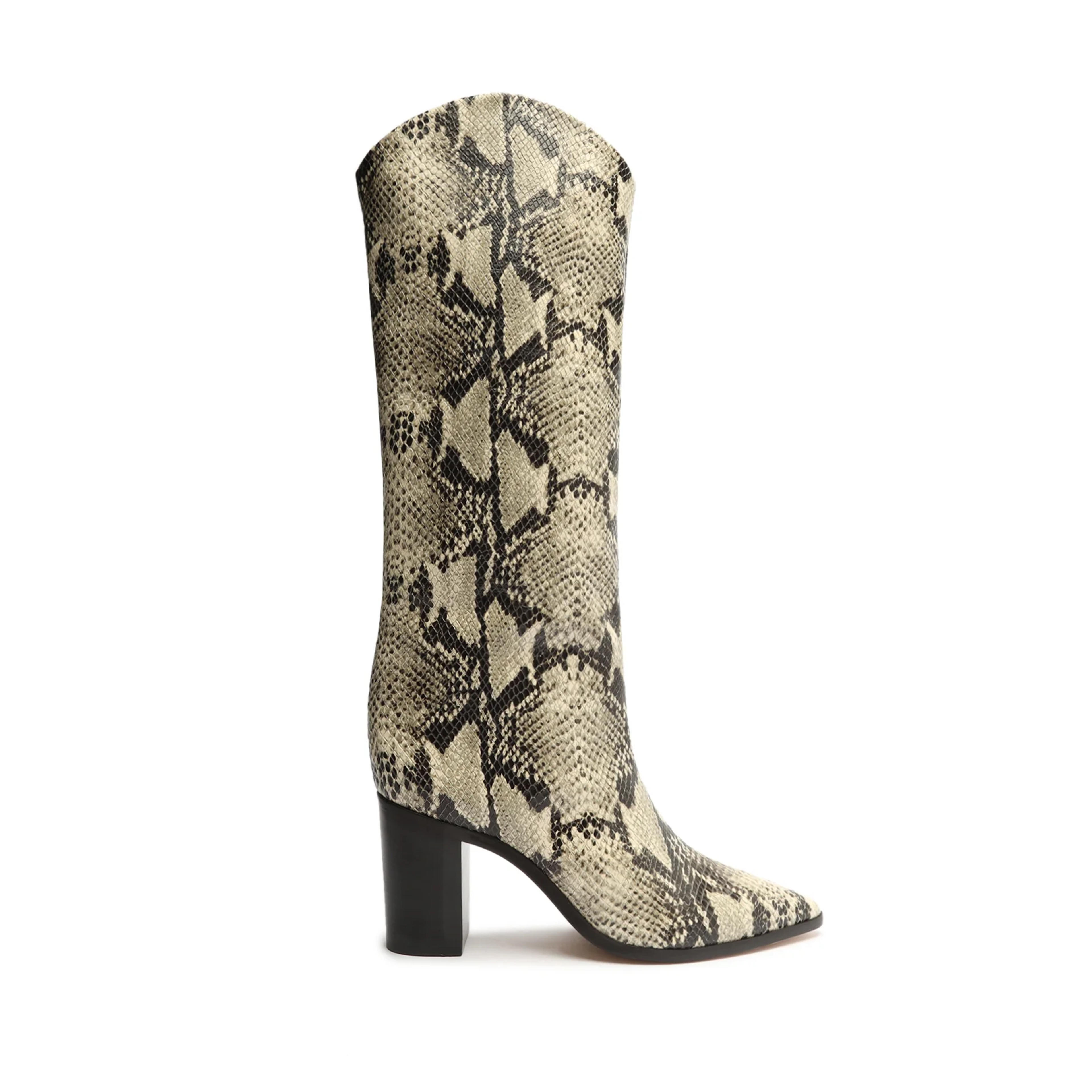 Maryana Block Pointed Toe Block Heel Boot in Snake Print | Schutz Shoes – SCHUTZ