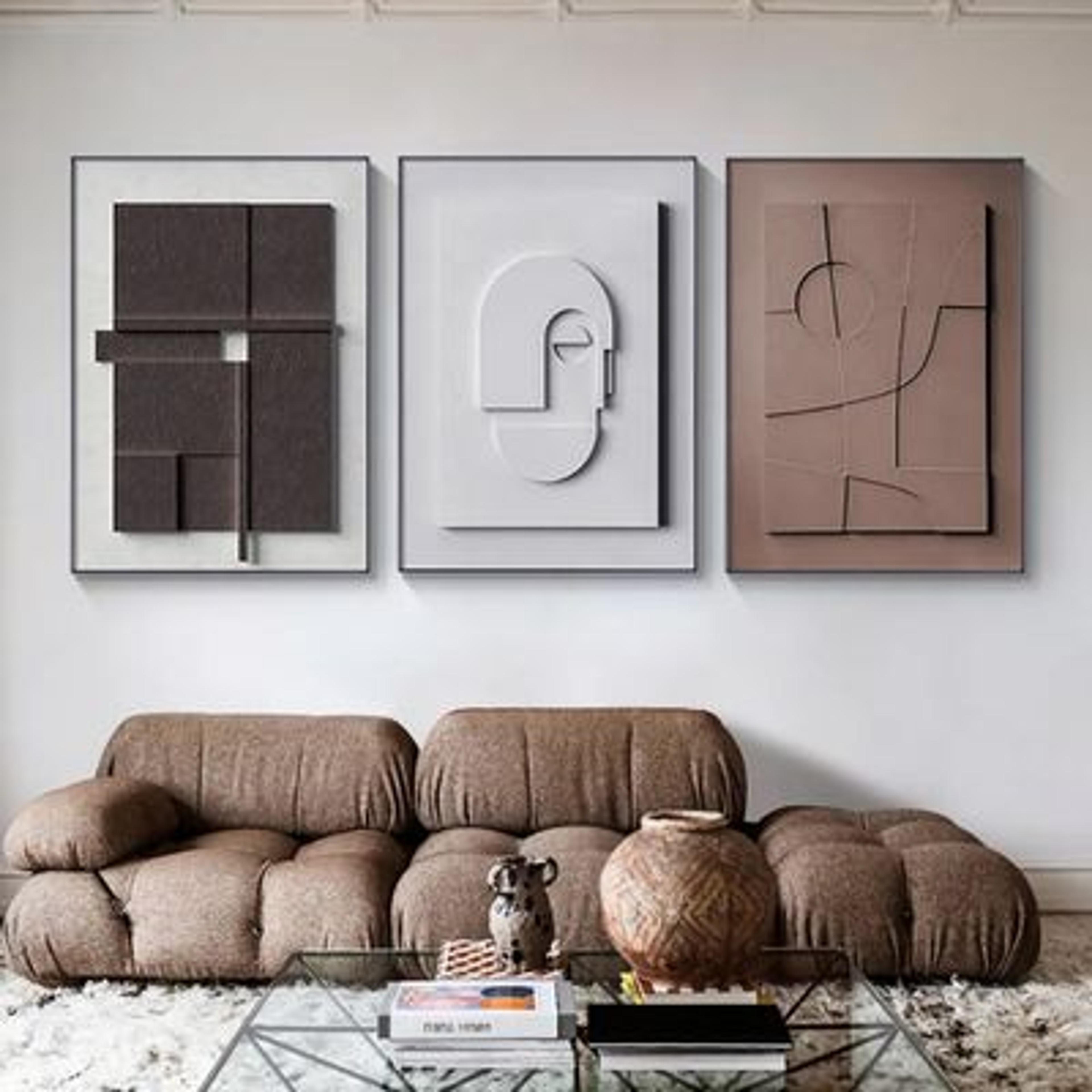 Geometric Canvas Wall Art Painting Modern 3 Pieces Wall Decor Painting - Wall Decor - Homary US