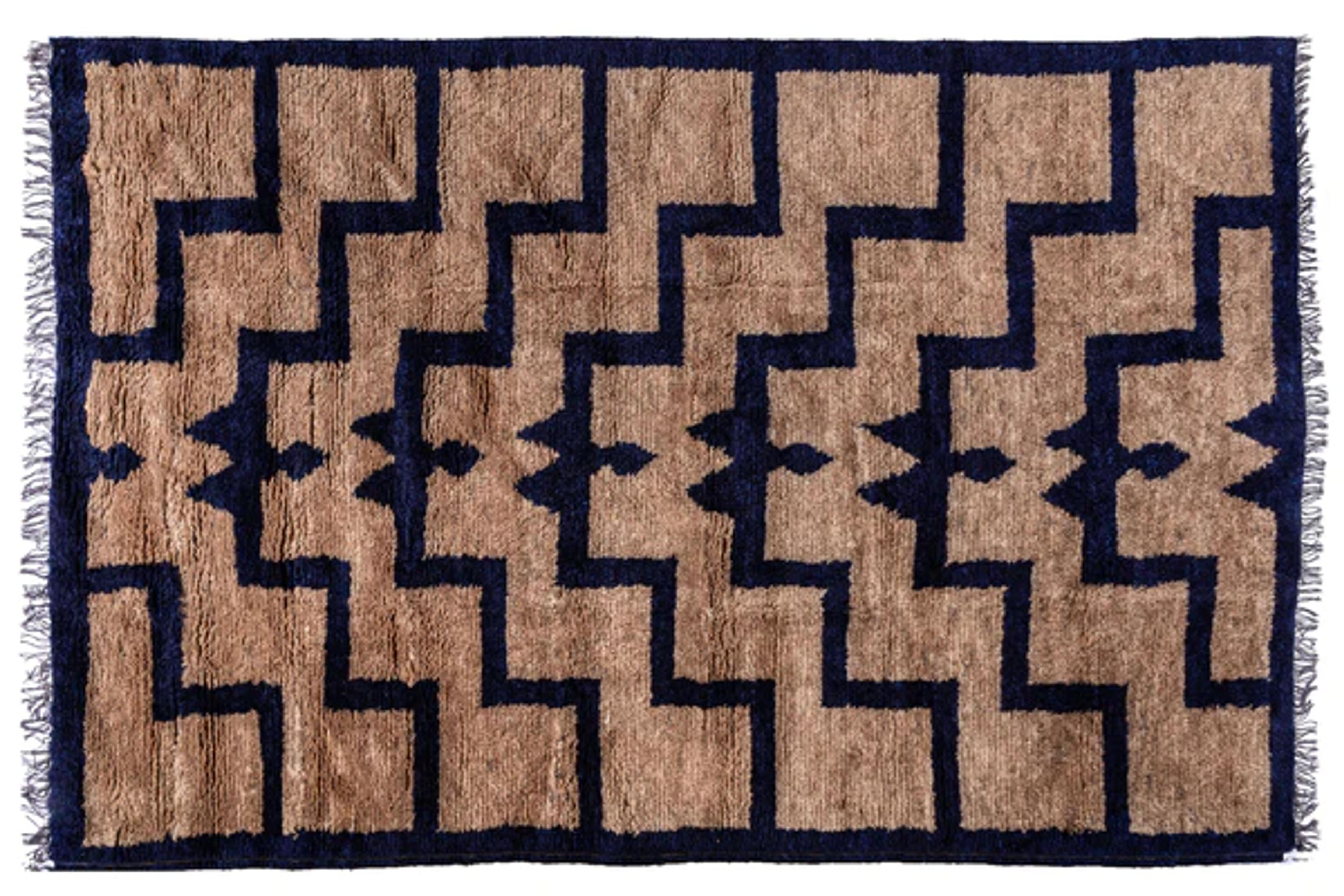 Hand-knotted Shag Rug, Brown - Ehlias - Revival™