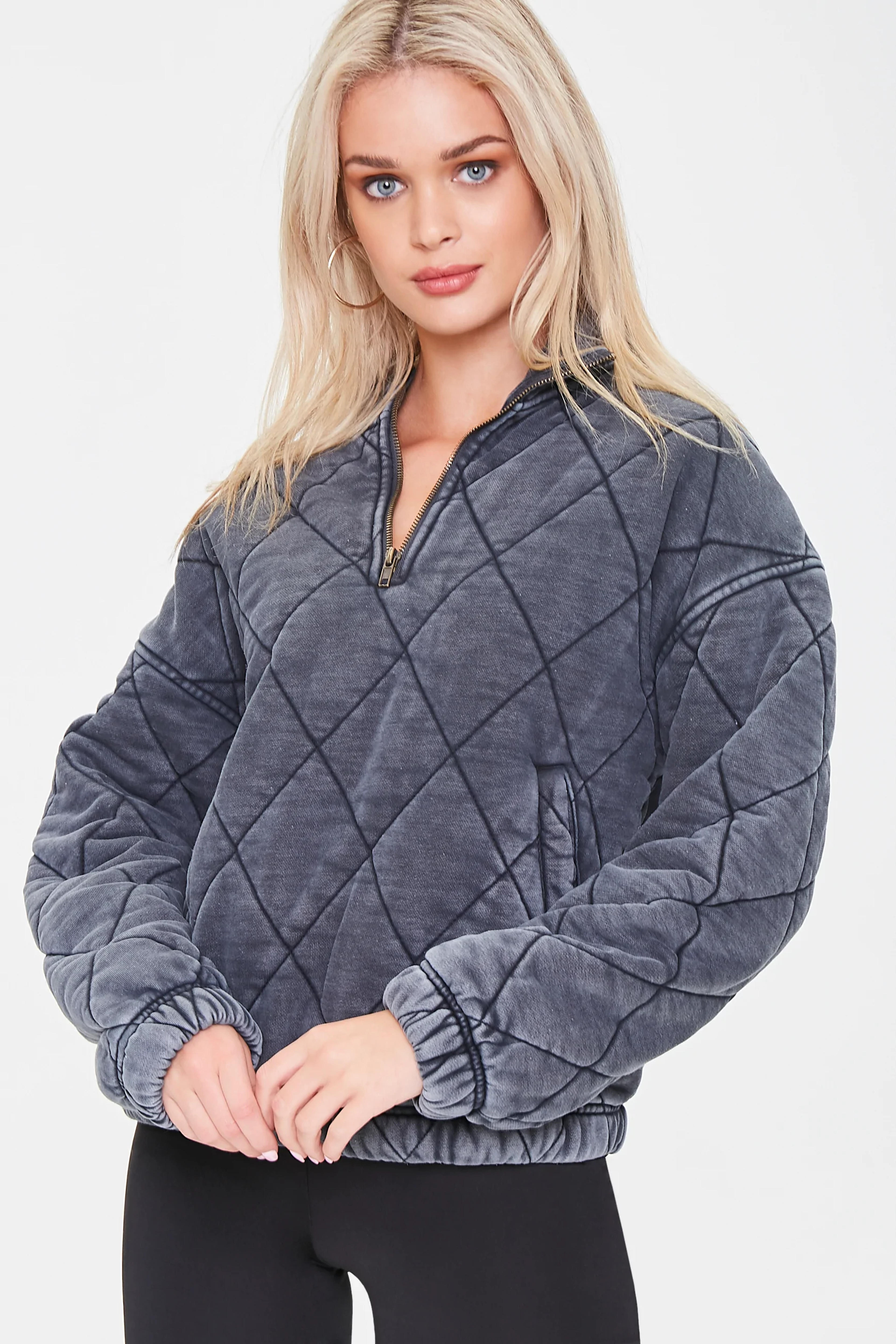 Quilted Half-Zip Pullover - Charcoal / M