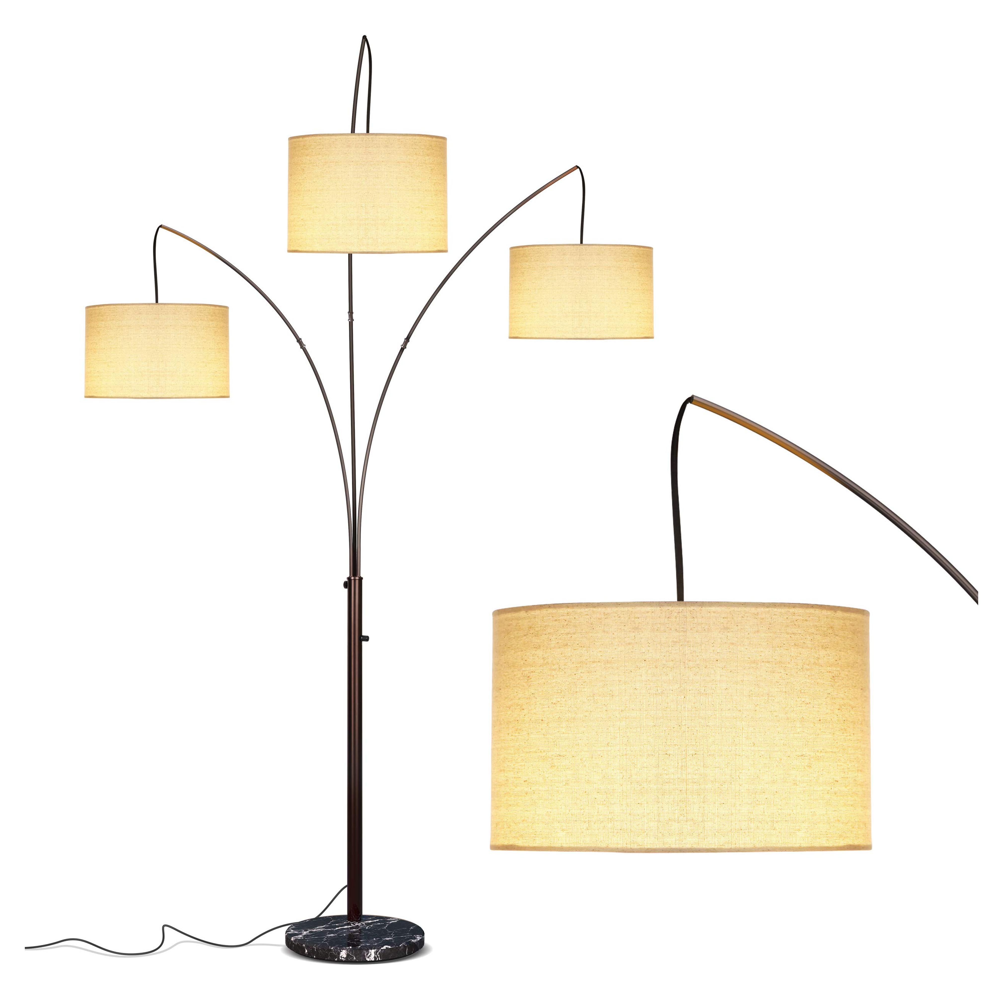 Brightech Trilage Arc Floor Lamp w/ Marble Base -- 3 Lights Hanging Over The Couch from Behind - Multi Head Arching Tree Lamp - for Mid Century, Modern & Contemporary Rooms - Oil Rubbed Bronze