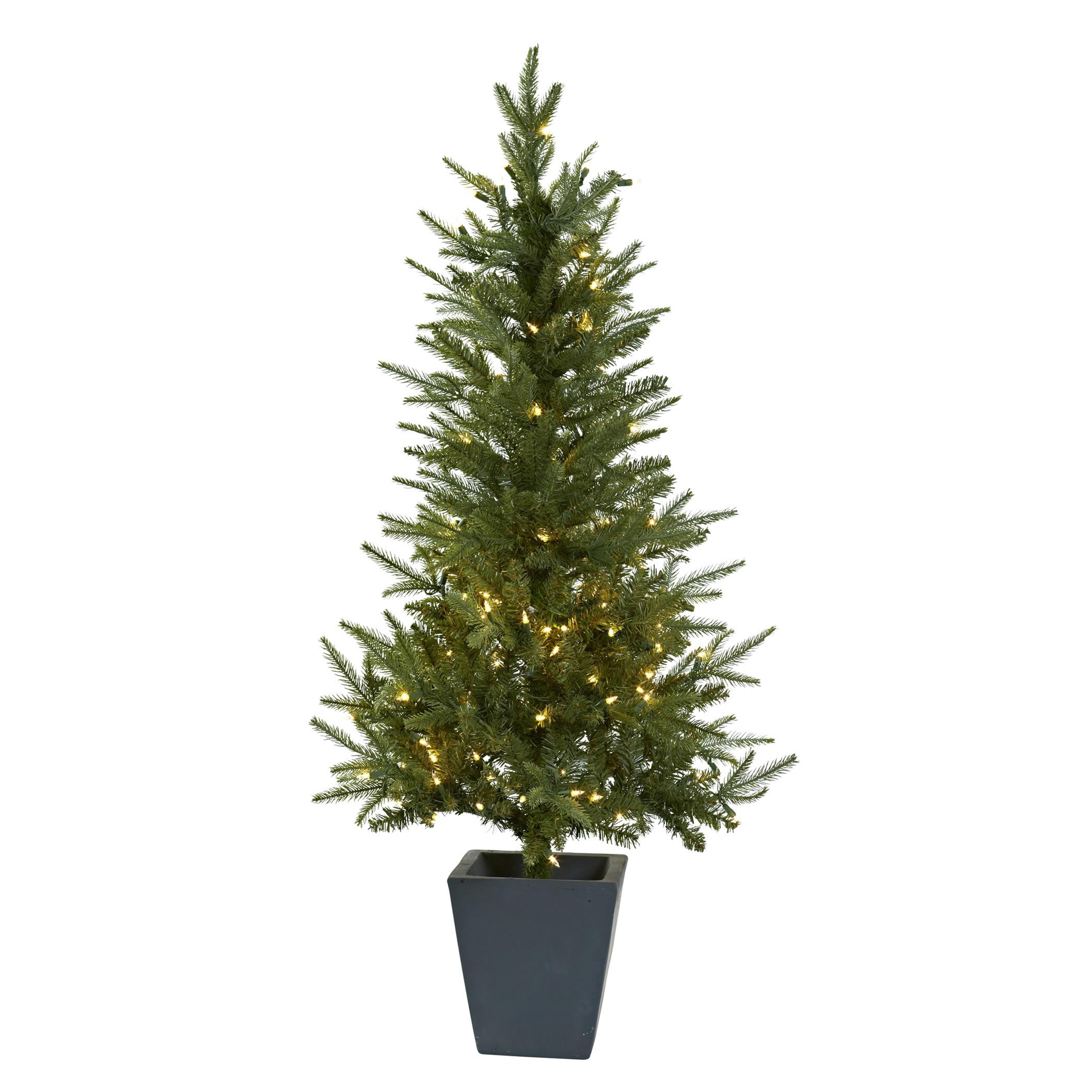 Amazon.com: Nearly Natural 5443 Christmas Tree with Clear Lights and Decorative Planter, 4.5-Feet, Green : Home & Kitchen