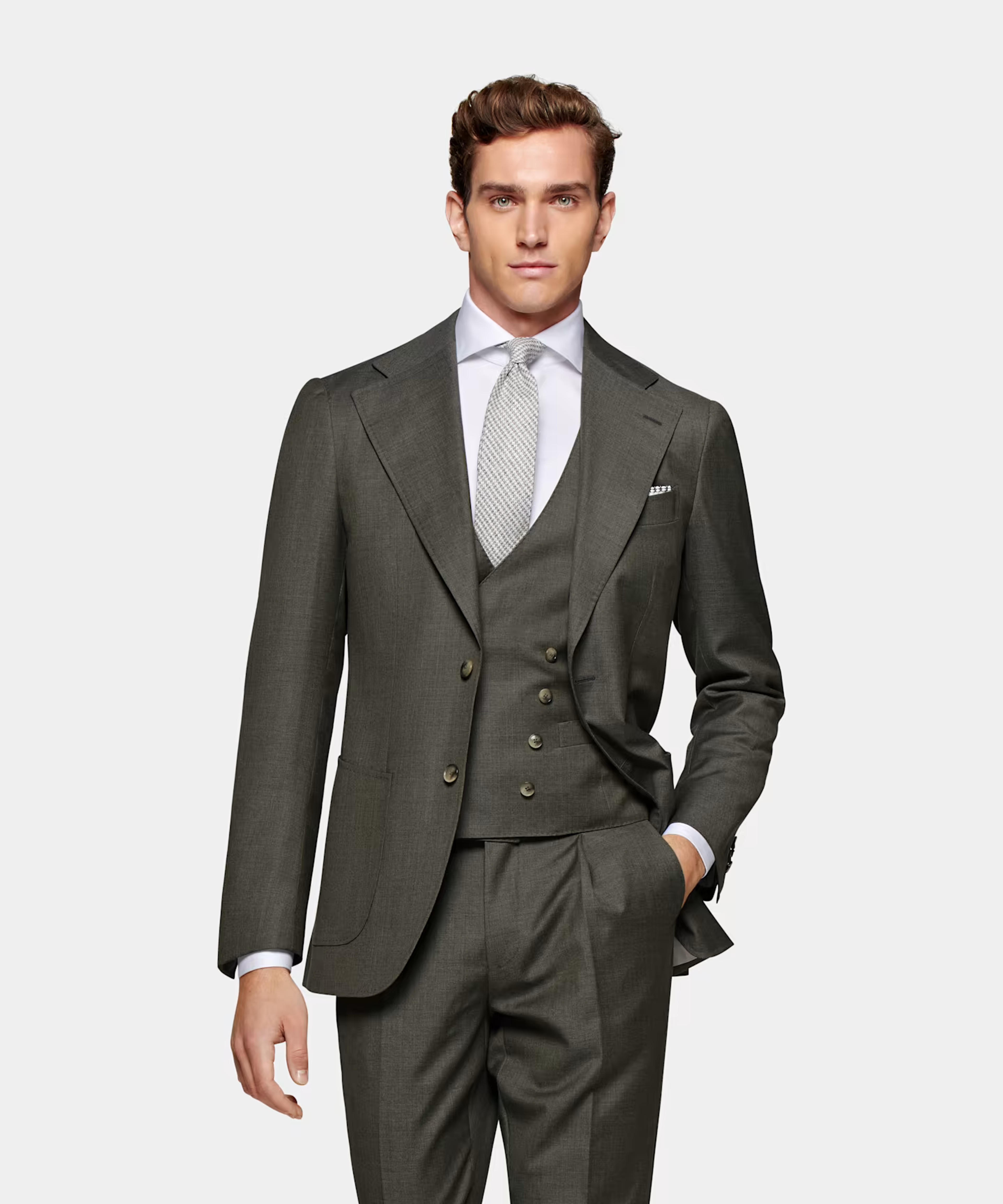 Mid Green Three-Piece Havana Suit | Pure Wool S110's Three Piece | SUITSUPPLY GB