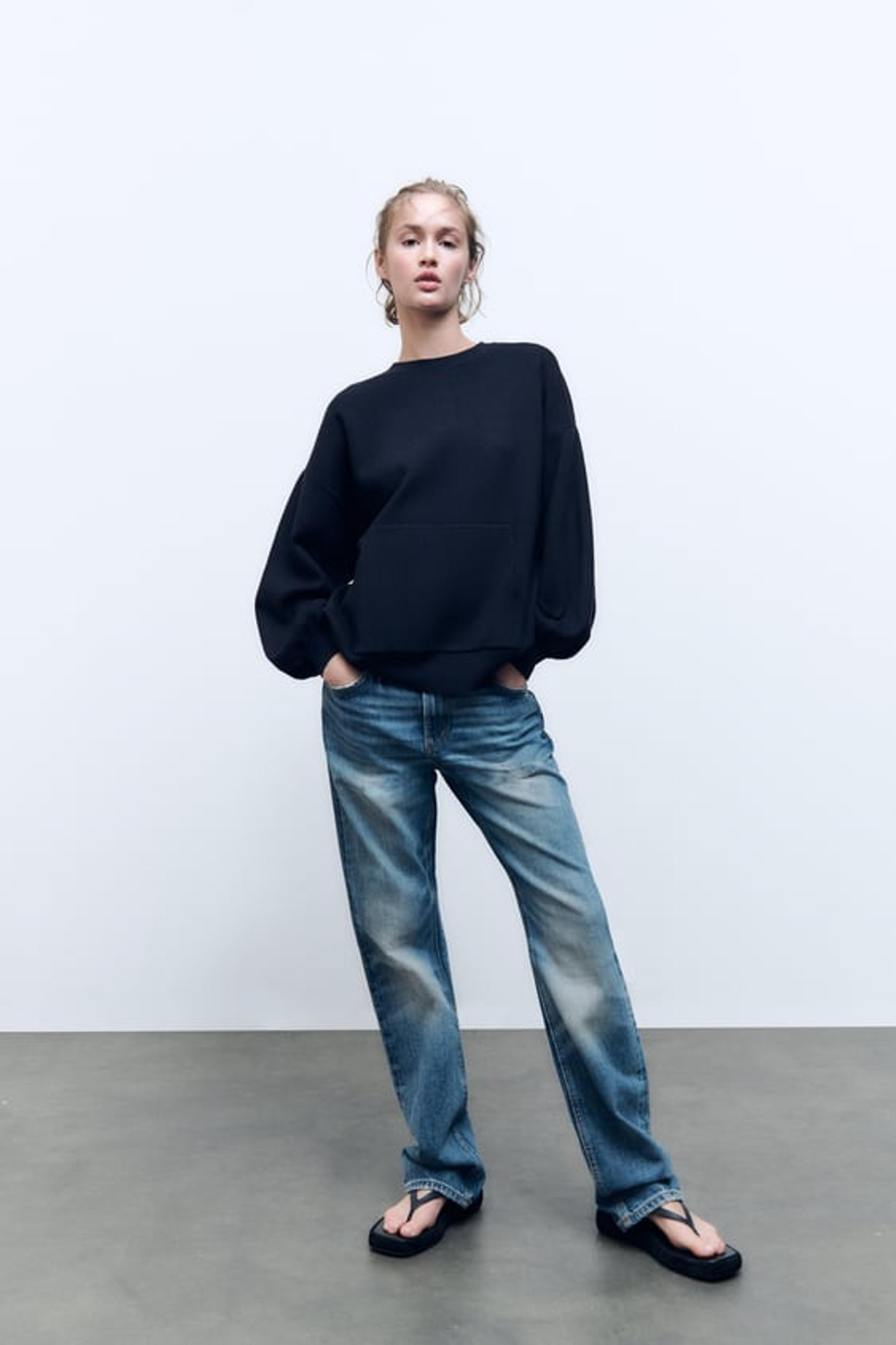 KNIT POCKET SWEATSHIRT - Navy blue | ZARA United States