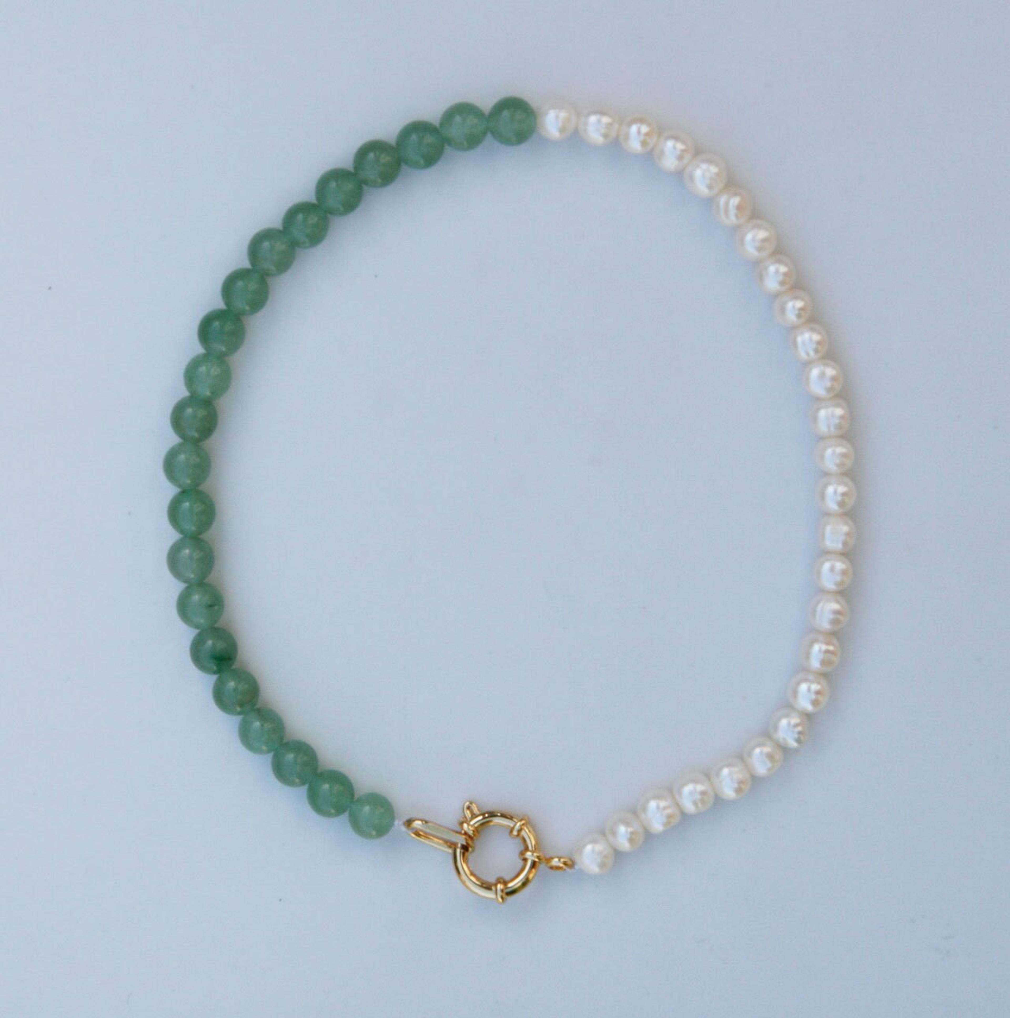 Colorblock Pearl and Jade Halfsie Beaded Necklace - Etsy