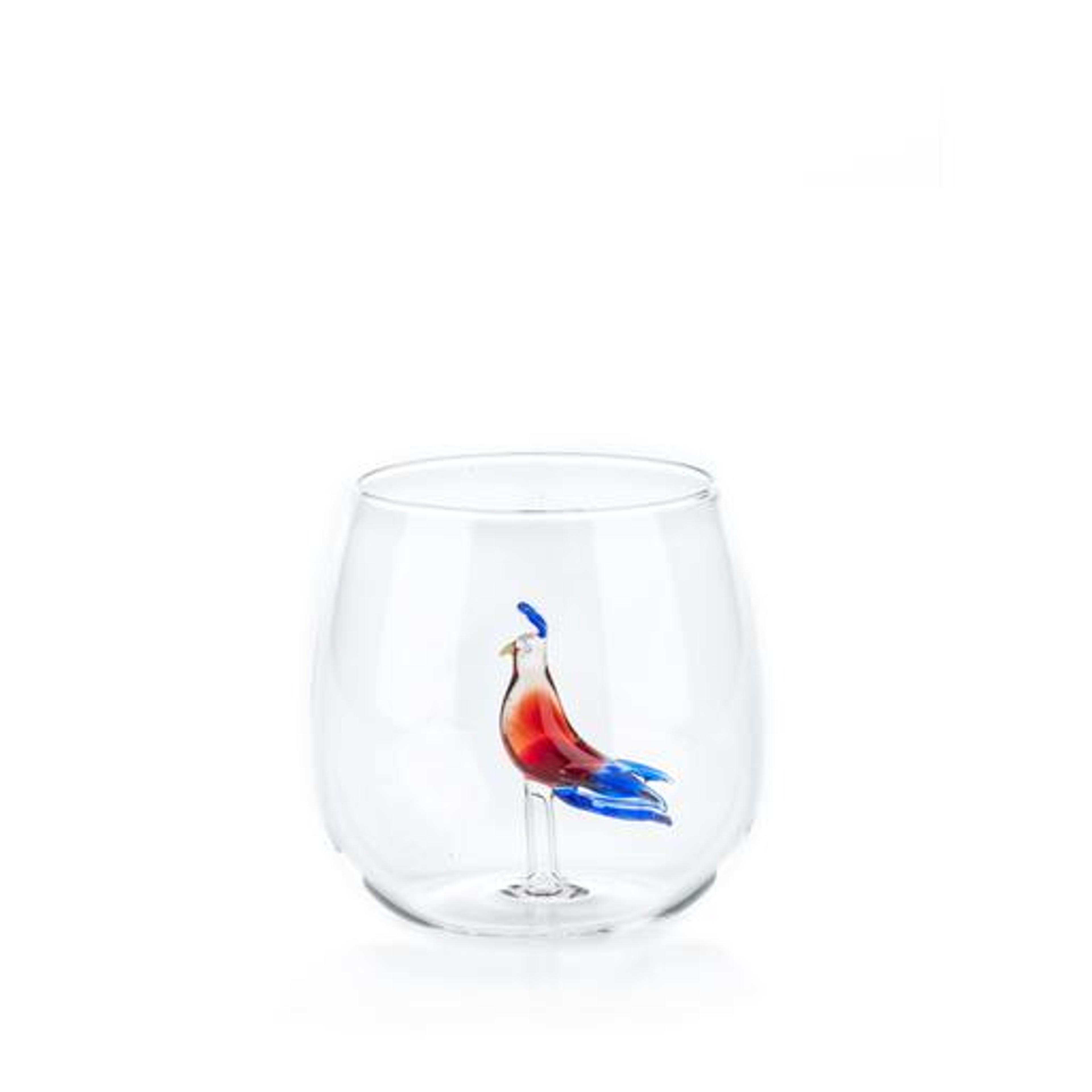 Handblown Tropical Red Bird Glass | Drinkware